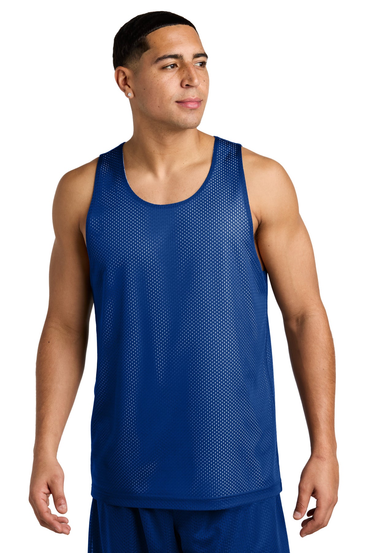 Custom logo Sport-Tek® PosiCharge® Reversible Mesh Tank ST5000 in True Royal/ White