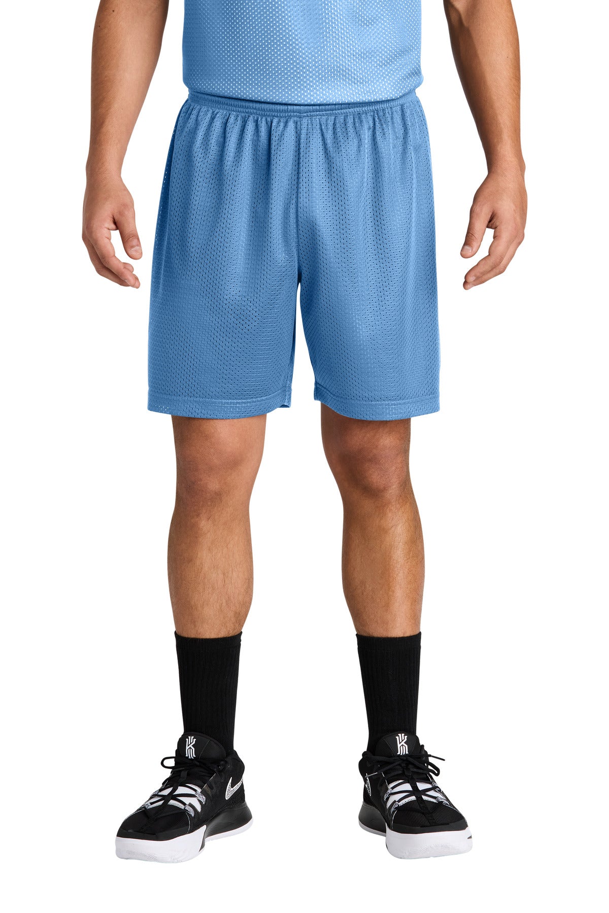 Custom logo Sport-Tek® PosiCharge® Mesh 7  Short ST5100 in Carolina Blue