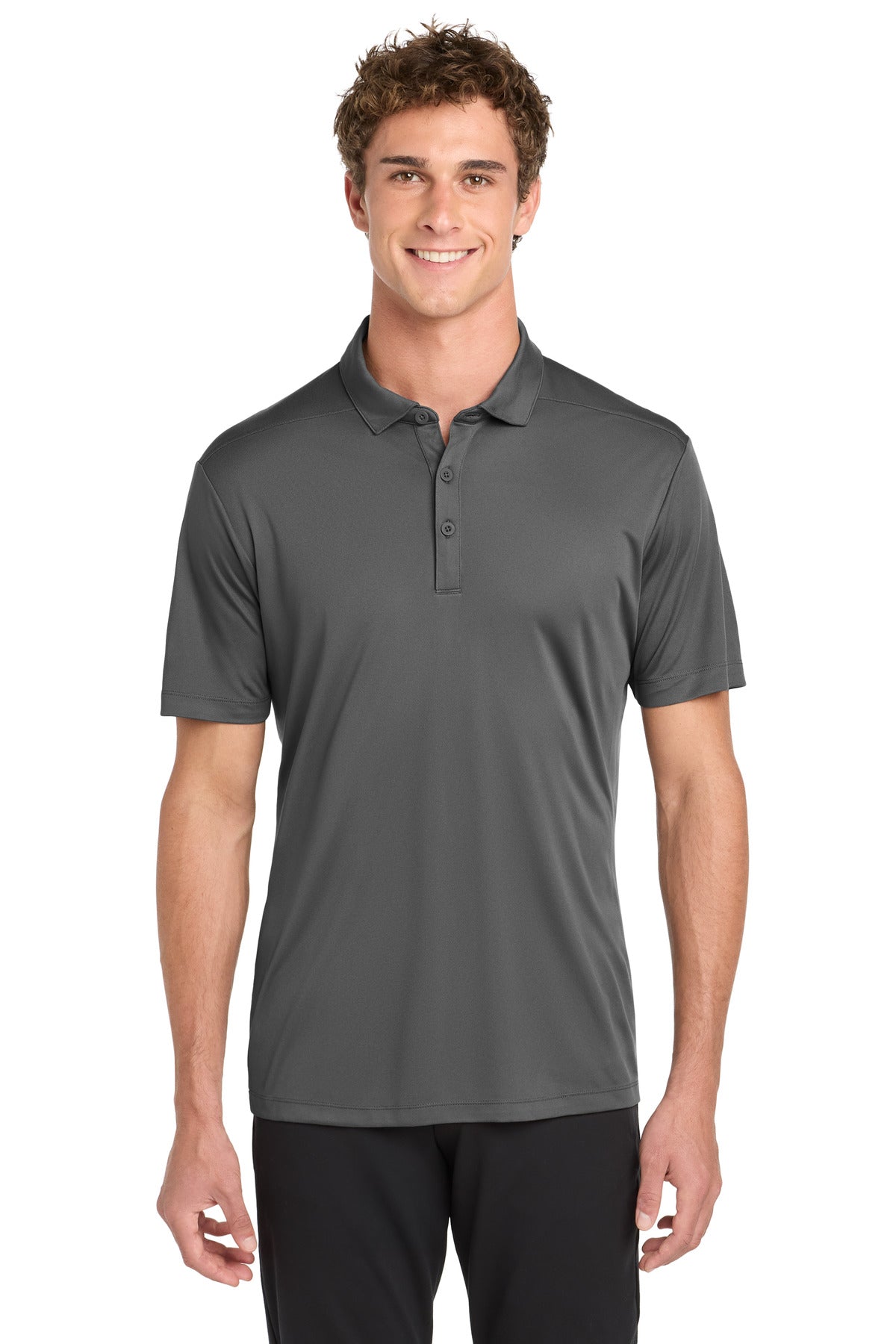 Custom logo Sport-Tek ®  Posi-UV®  Pro Polo. ST520 in Dark Smoke Grey