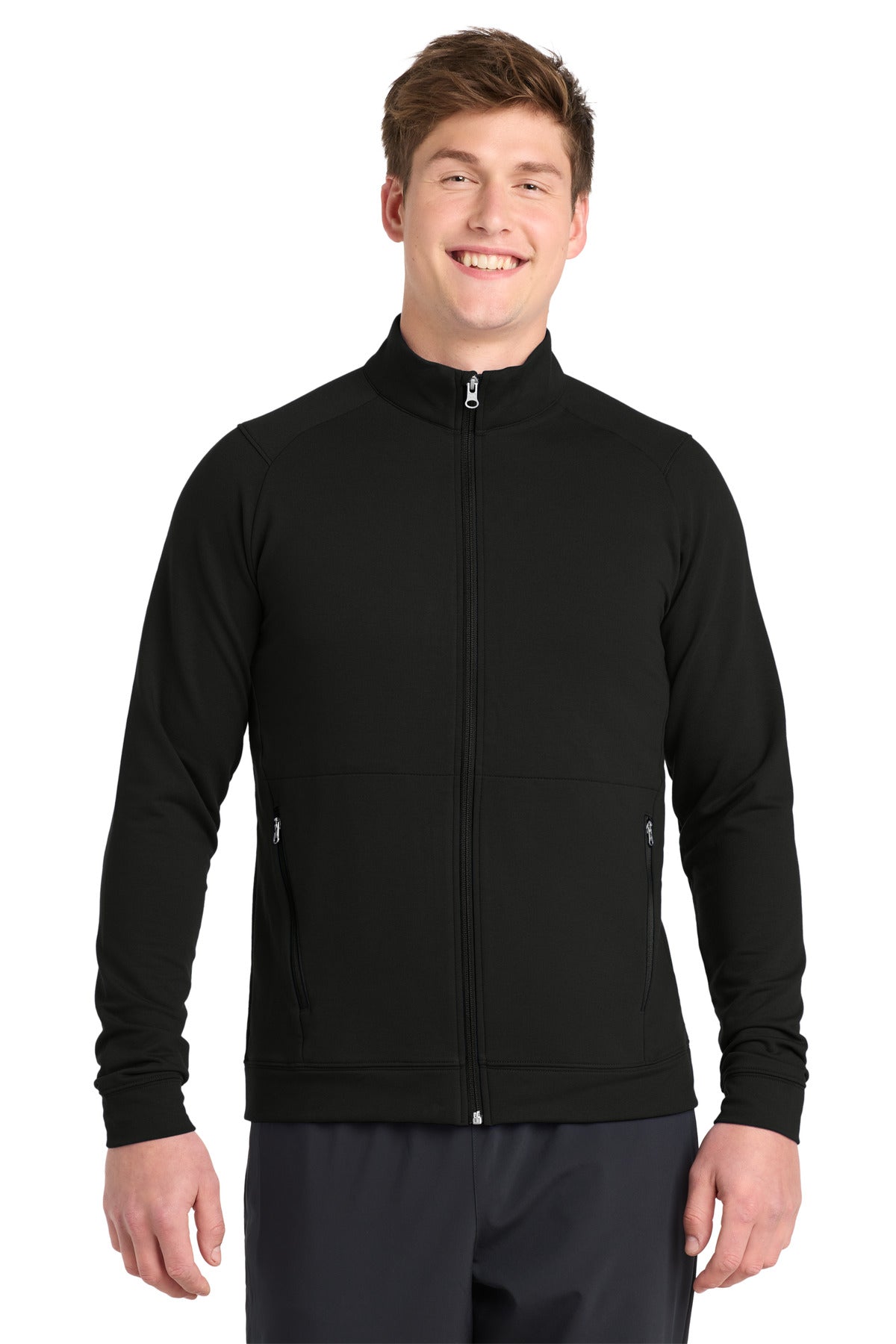 Custom logo Sport-Tek® Sport-Wick® Flex Fleece Full-Zip. ST560 in Black