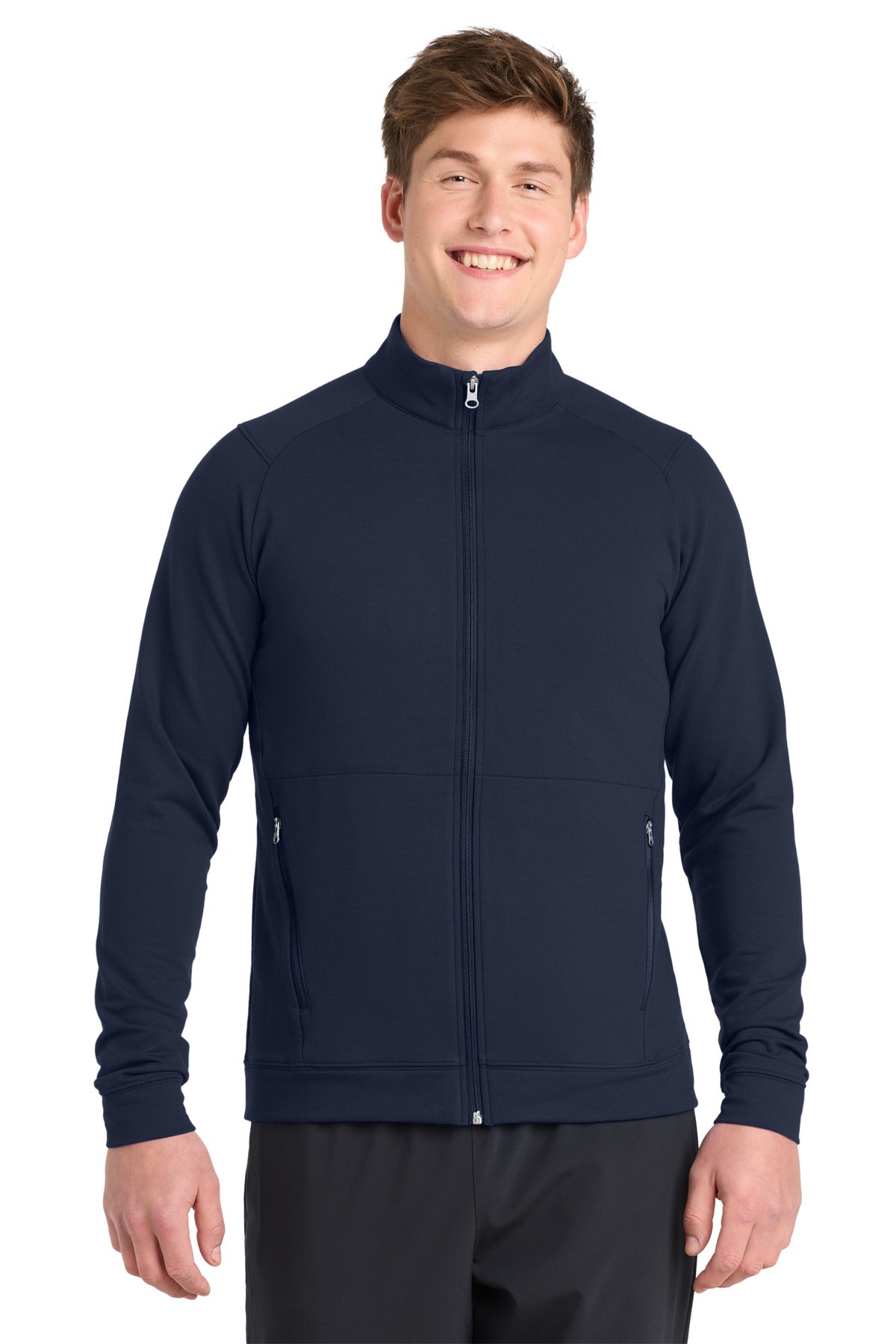 Custom logo Sport-Tek® Sport-Wick® Flex Fleece Full-Zip. ST560 in True Navy