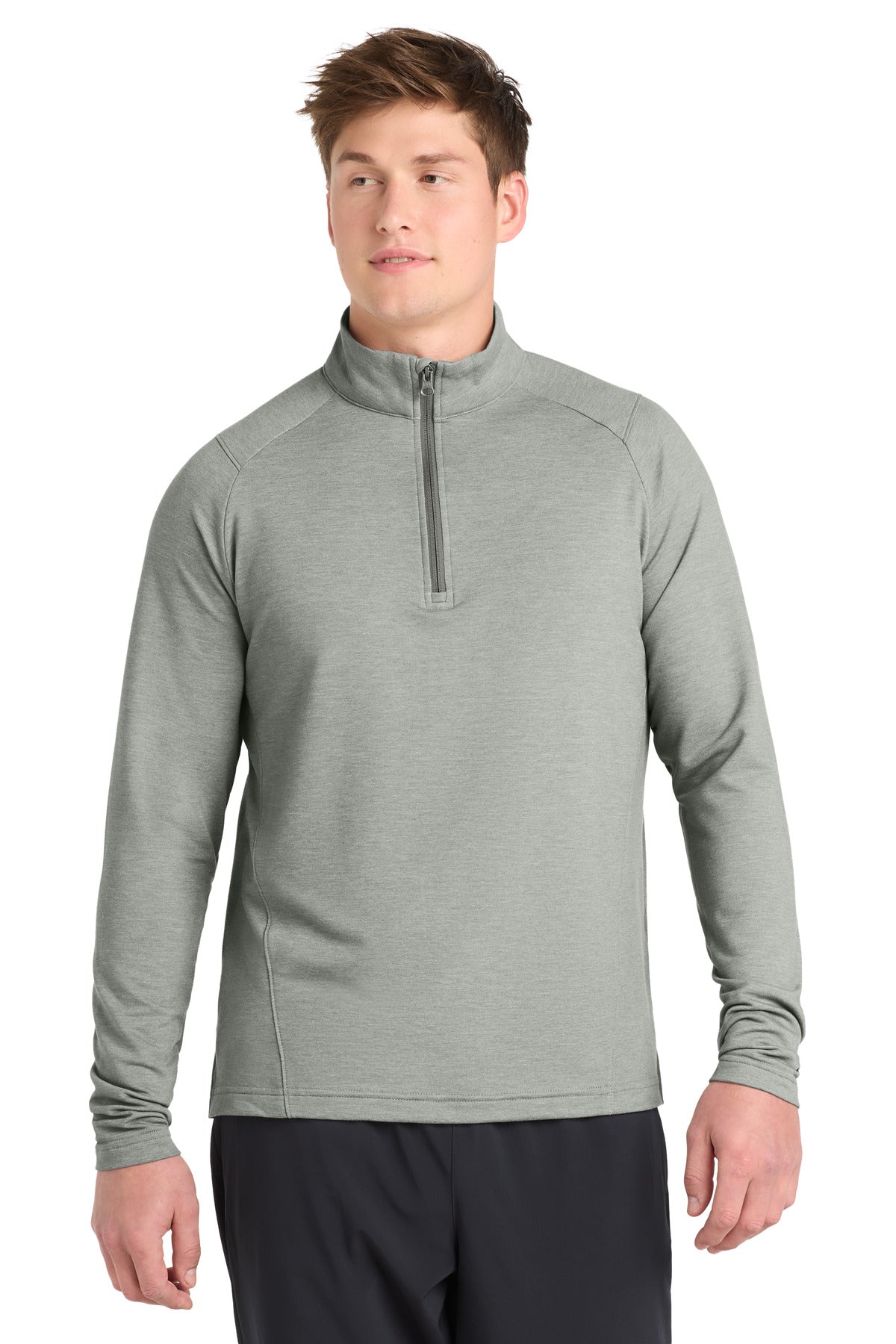 Custom logo Sport-Tek® Sport-Wick® Flex Fleece 1/4-Zip. ST561 in Light Grey Heather