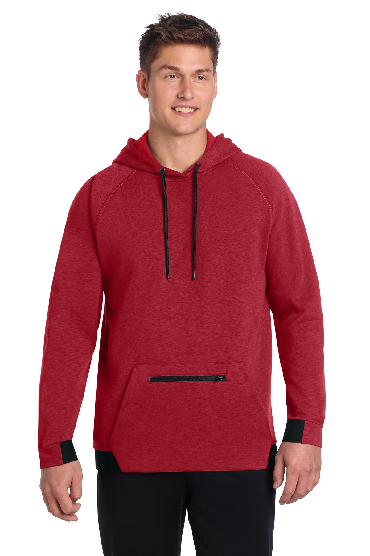 Custom logo Sport-Tek® PosiCharge® Strive Hooded Pullover ST571 in Deep Red