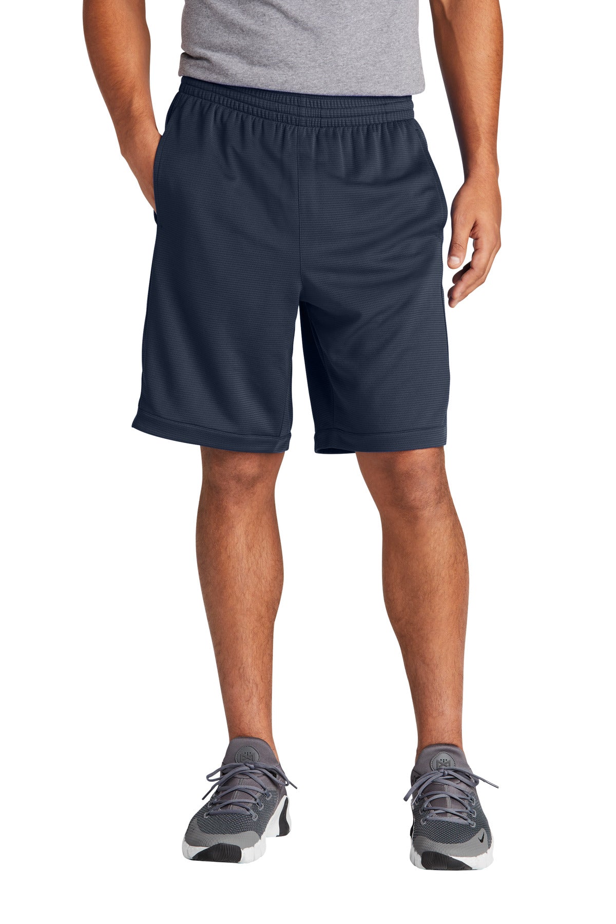 Custom logo Sport-Tek® PosiCharge® Position Short with Pockets ST575 in True Navy
