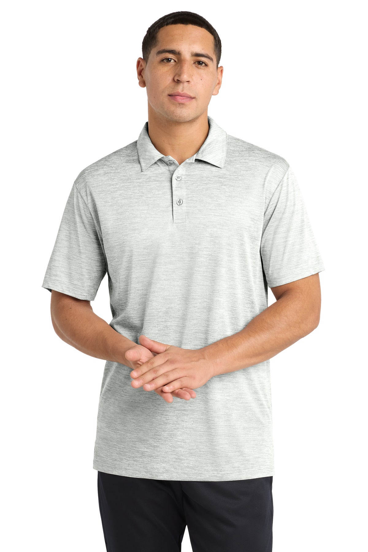 Custom logo Sport-Tek ® PosiCharge ® Electric Heather Polo. ST590 in Silver Electric