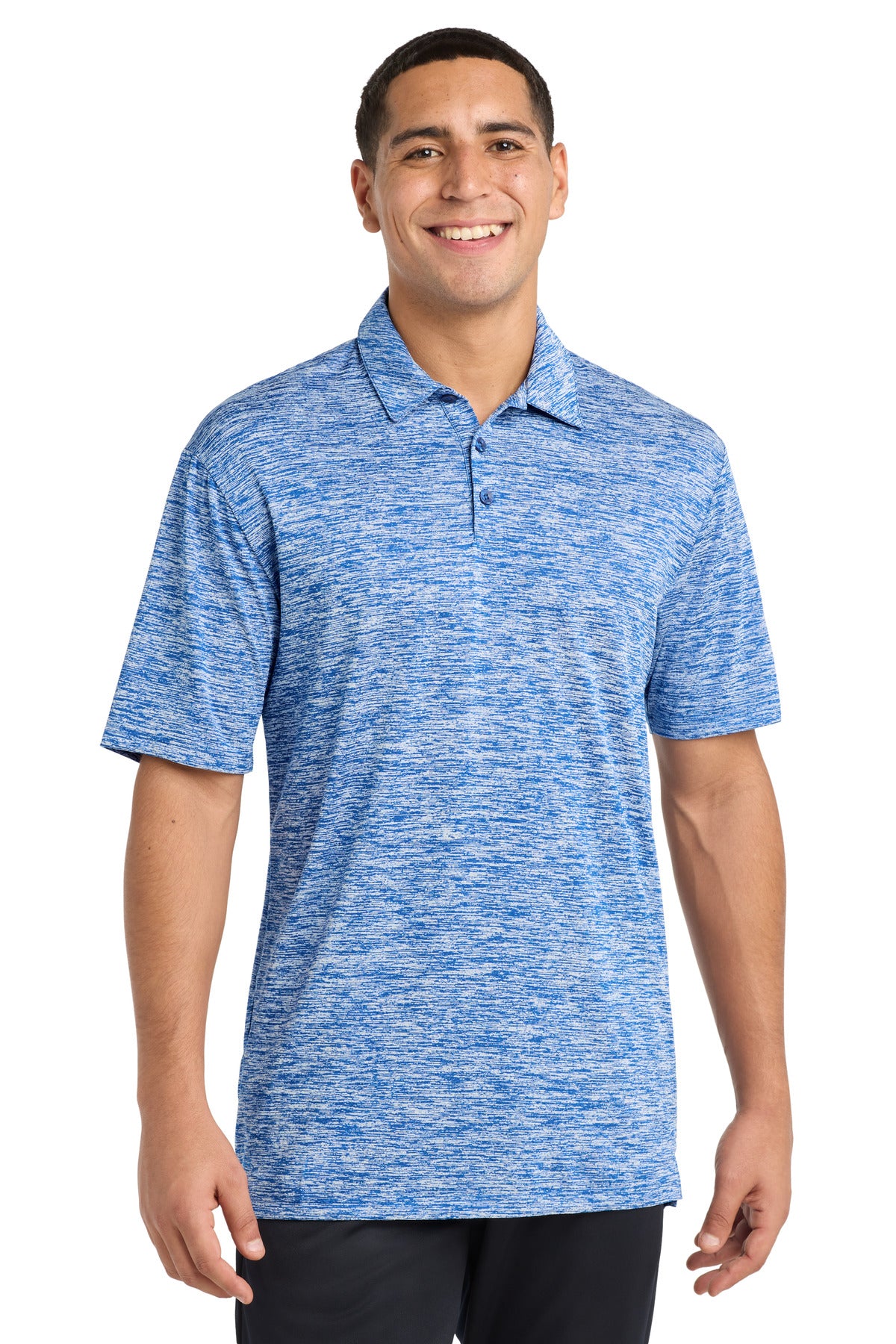 Custom logo Sport-Tek ® PosiCharge ® Electric Heather Polo. ST590 in True Royal Electric