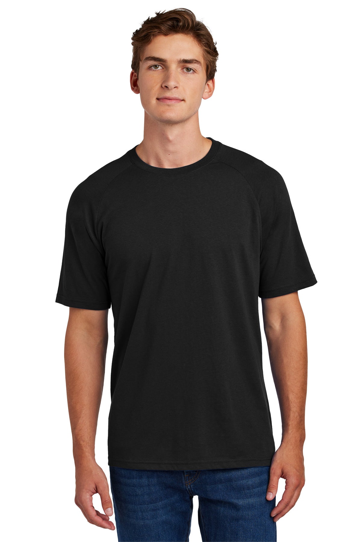 Custom logo Sport-Tek® Halftime Raglan Tee ST6040 in Black