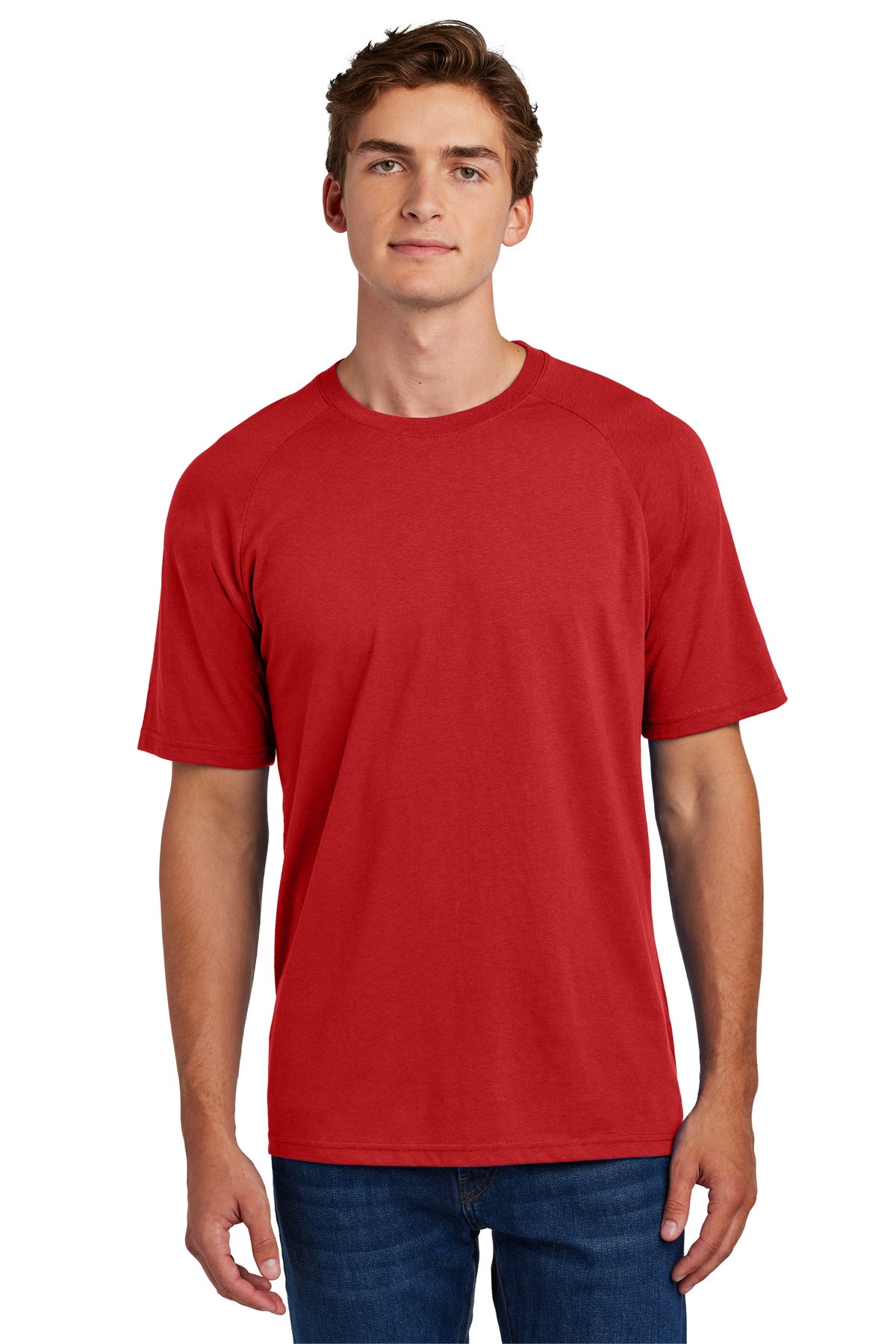 Custom logo Sport-Tek® Halftime Raglan Tee ST6040 in Deep Red