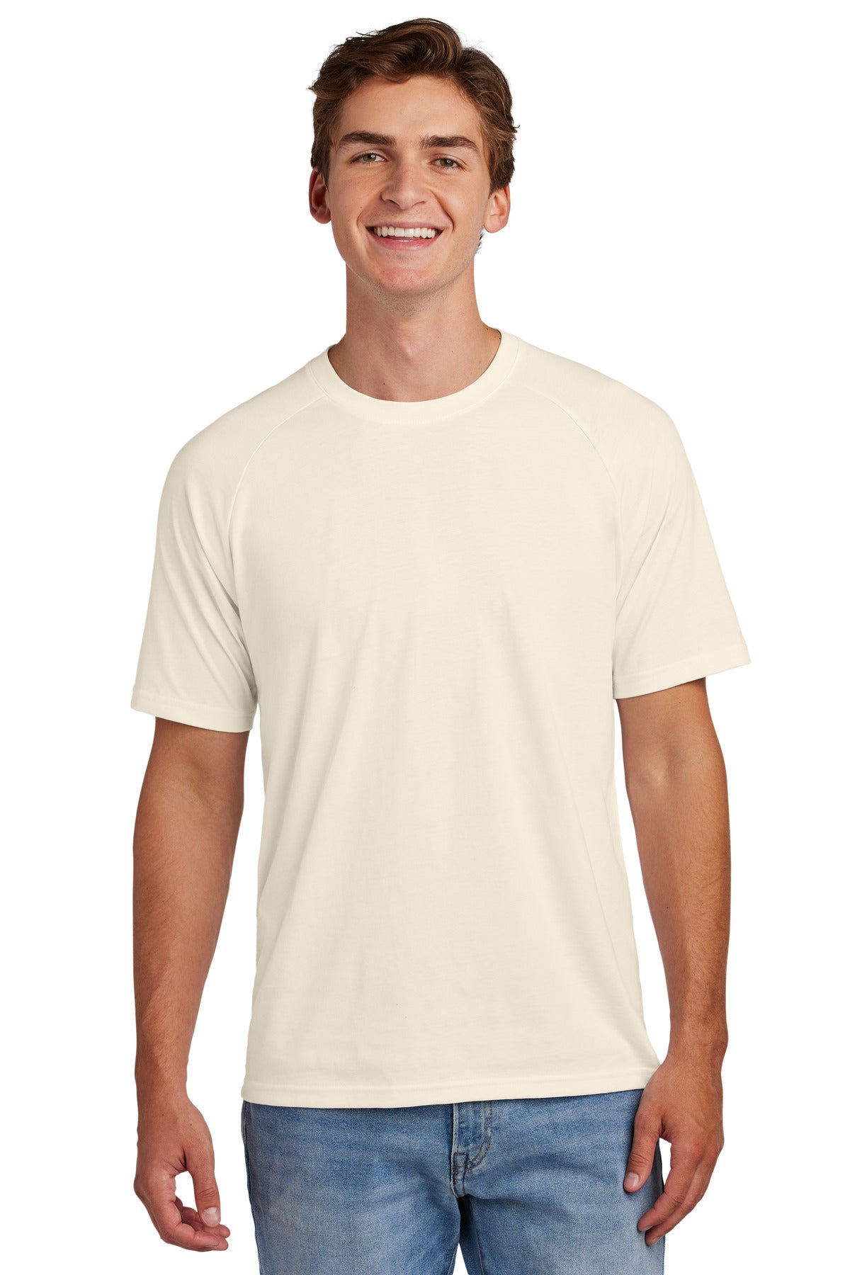 Custom logo Sport-Tek® Halftime Raglan Tee ST6040 in Ecru