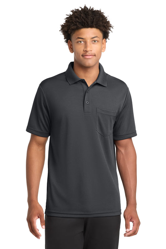 Custom logo Sport-Tek ® PosiCharge ® RacerMesh ® Pocket Polo. ST640P in Graphite