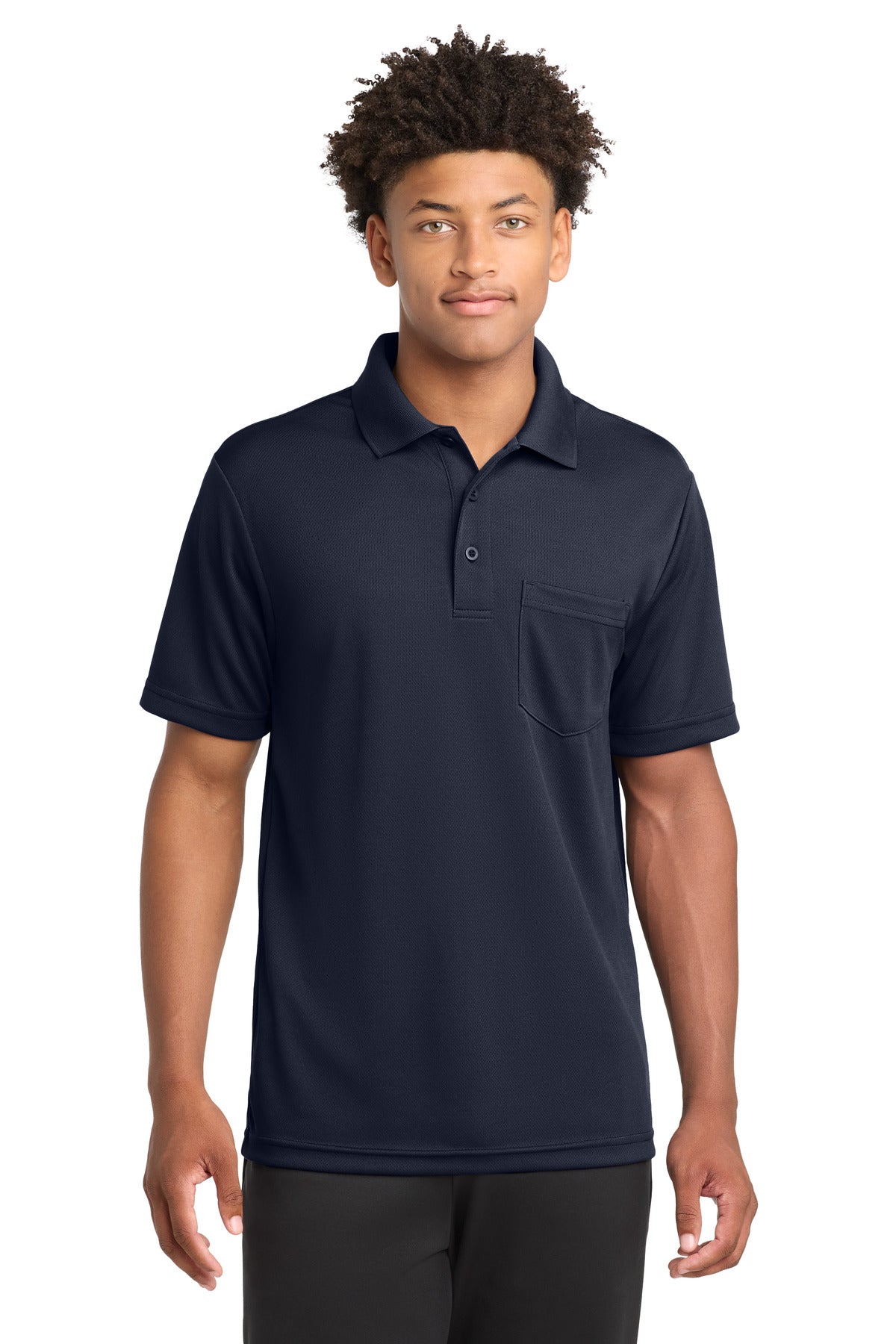 Custom logo Sport-Tek ® PosiCharge ® RacerMesh ® Pocket Polo. ST640P in True Navy