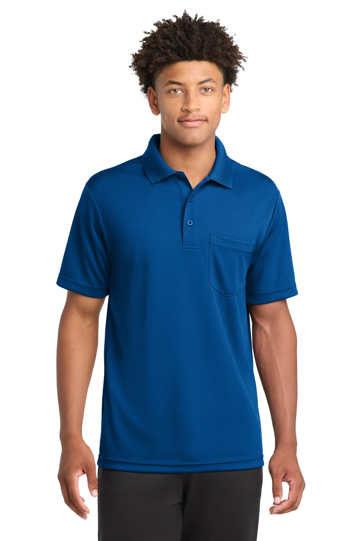 Custom logo Sport-Tek ® PosiCharge ® RacerMesh ® Pocket Polo. ST640P in True Royal
