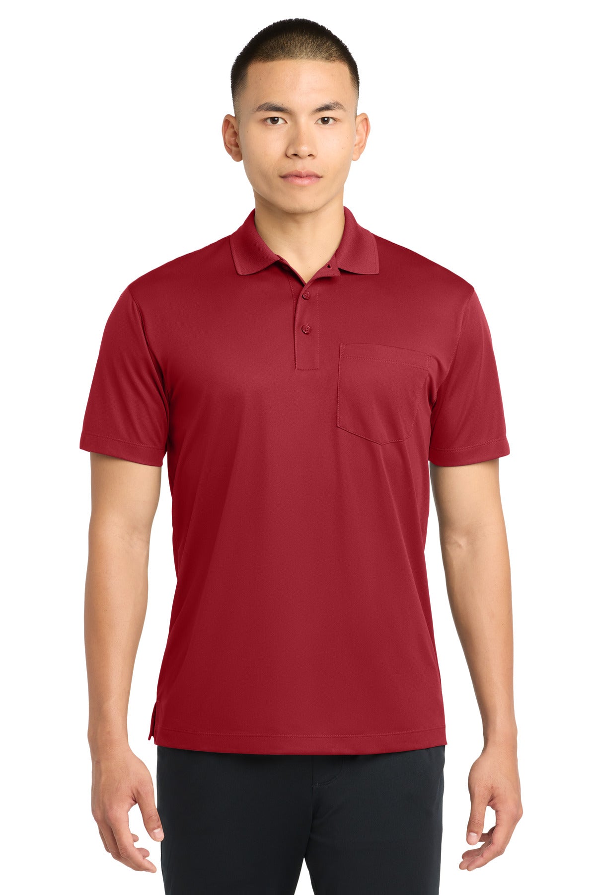 Custom logo Sport-Tek® Micropique Sport-Wick® Pocket Polo. ST651 in True Red