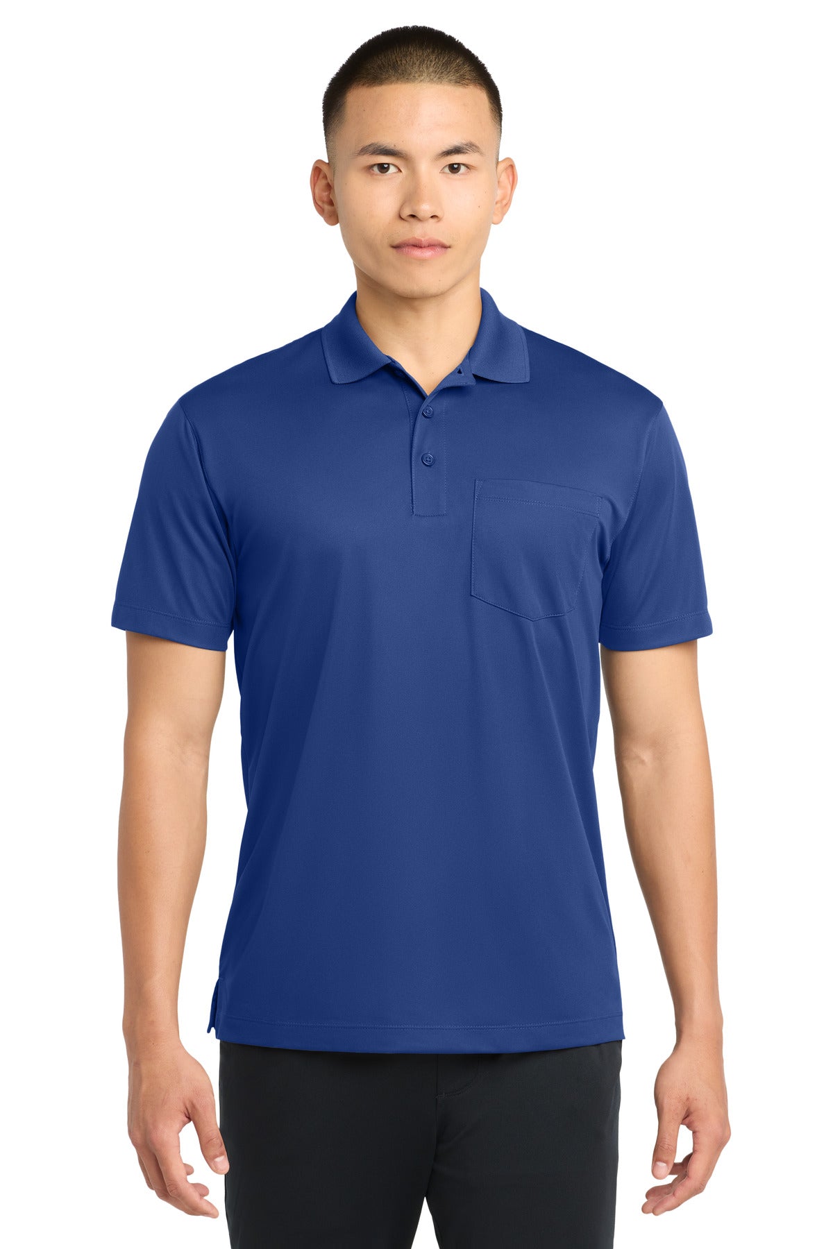 Custom logo Sport-Tek® Micropique Sport-Wick® Pocket Polo. ST651 in True Royal