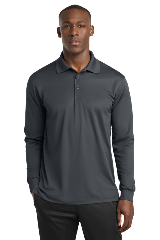 Custom logo Sport-Tek® Long Sleeve Micropique Sport-Wick® Polo. ST657 in Iron Grey
