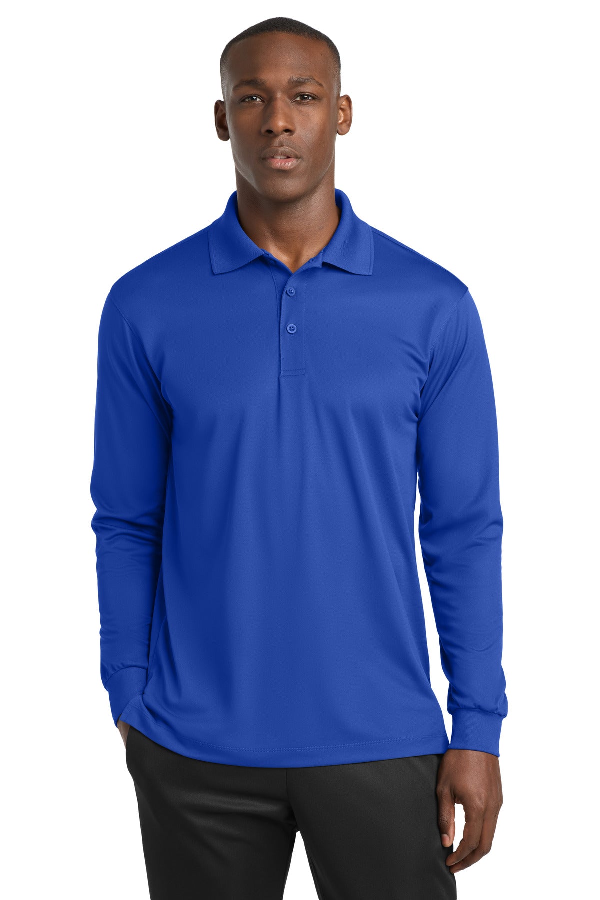 Custom logo Sport-Tek® Long Sleeve Micropique Sport-Wick® Polo. ST657 in True Royal