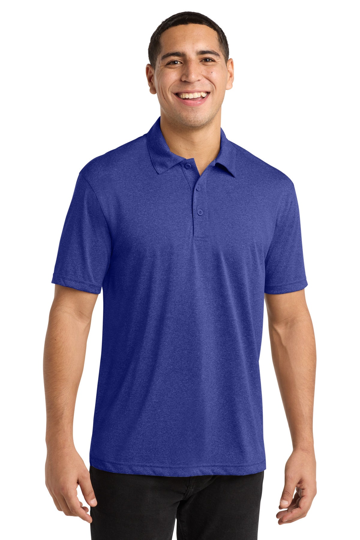 Custom logo Sport-Tek® Heather Contender™ Polo. ST660 in Cobalt Heather