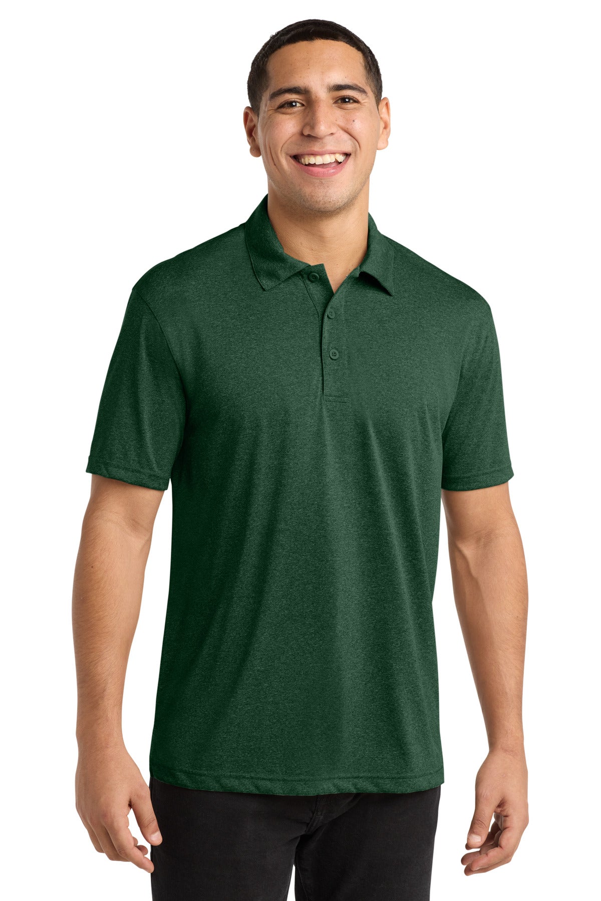 Custom logo Sport-Tek® Heather Contender™ Polo. ST660 in Forest Green Heather