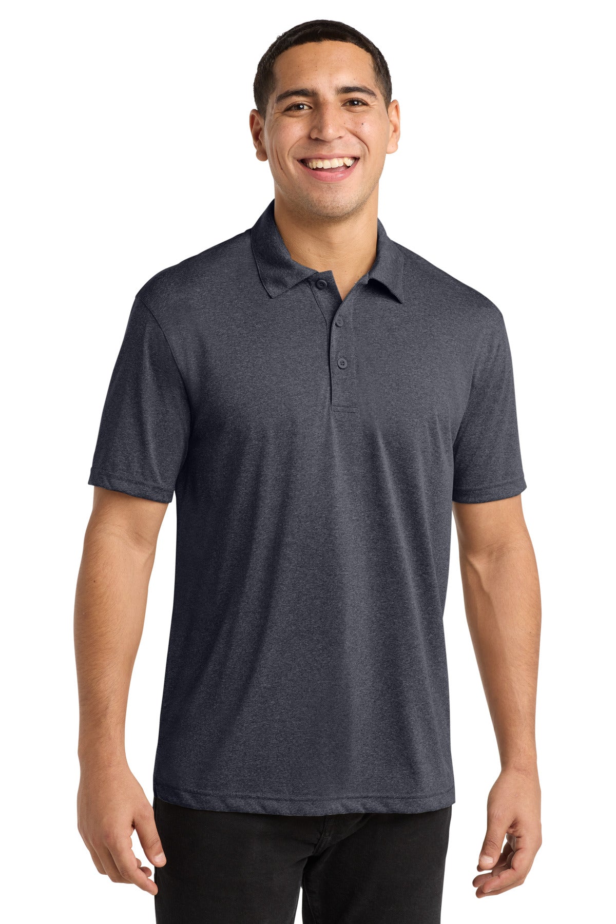 Custom logo Sport-Tek® Heather Contender™ Polo. ST660 in Graphite Heather