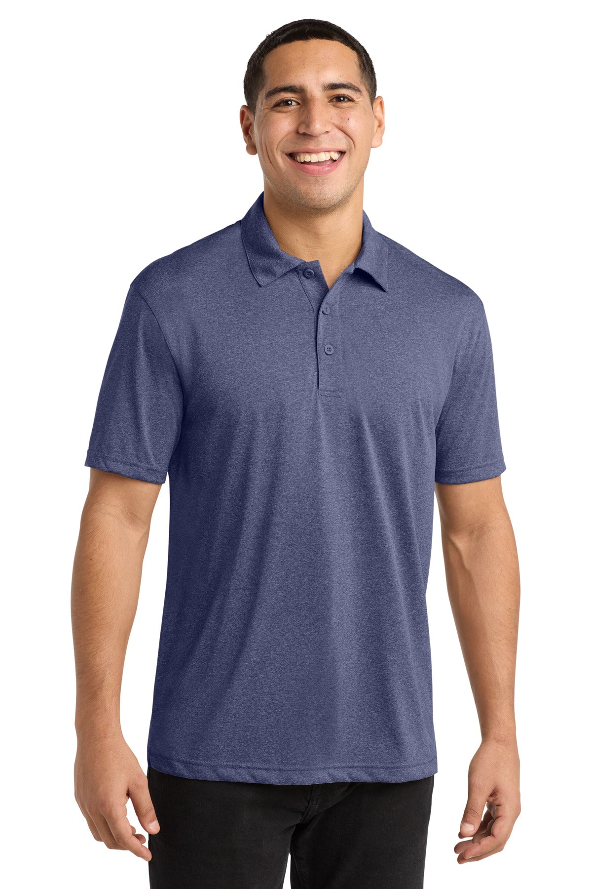 Custom logo Sport-Tek® Heather Contender™ Polo. ST660 in True Navy Heather