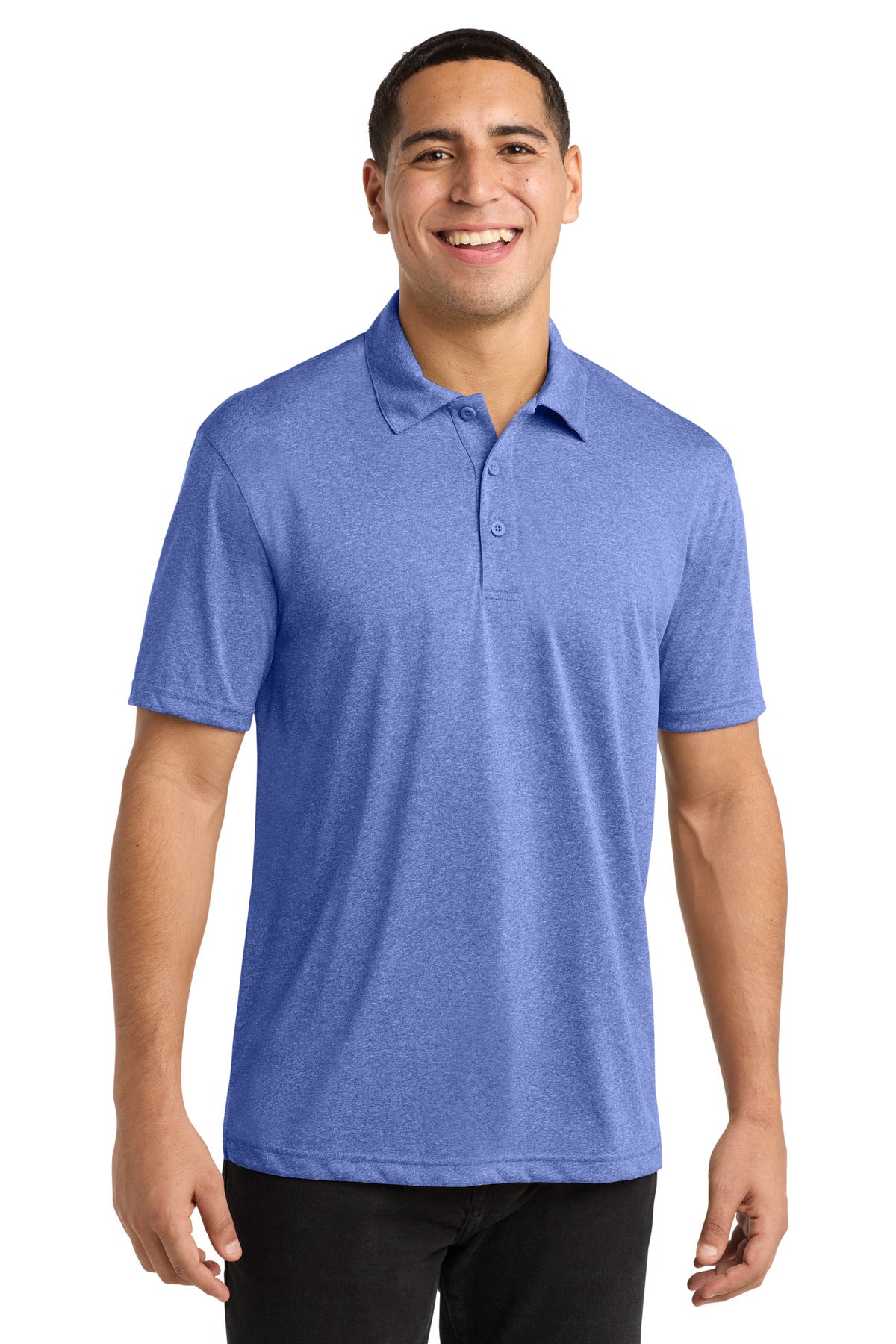 Custom logo Sport-Tek® Heather Contender™ Polo. ST660 in True Royal Heather