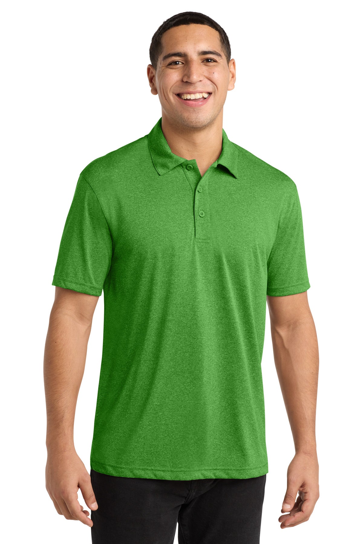 Custom logo Sport-Tek® Heather Contender™ Polo. ST660 in Turf Green Heather