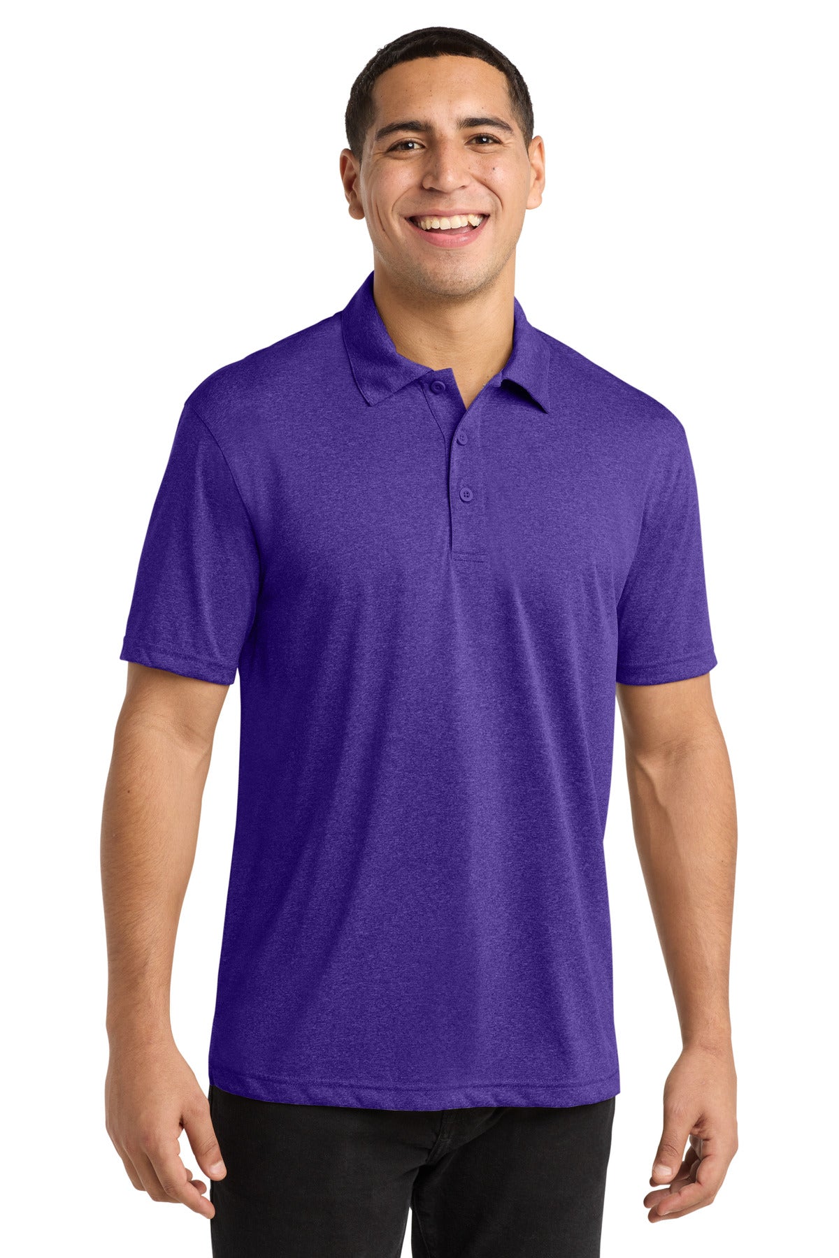 Custom logo Sport-Tek® Heather Contender™ Polo. ST660 in Varsity Purple Heather