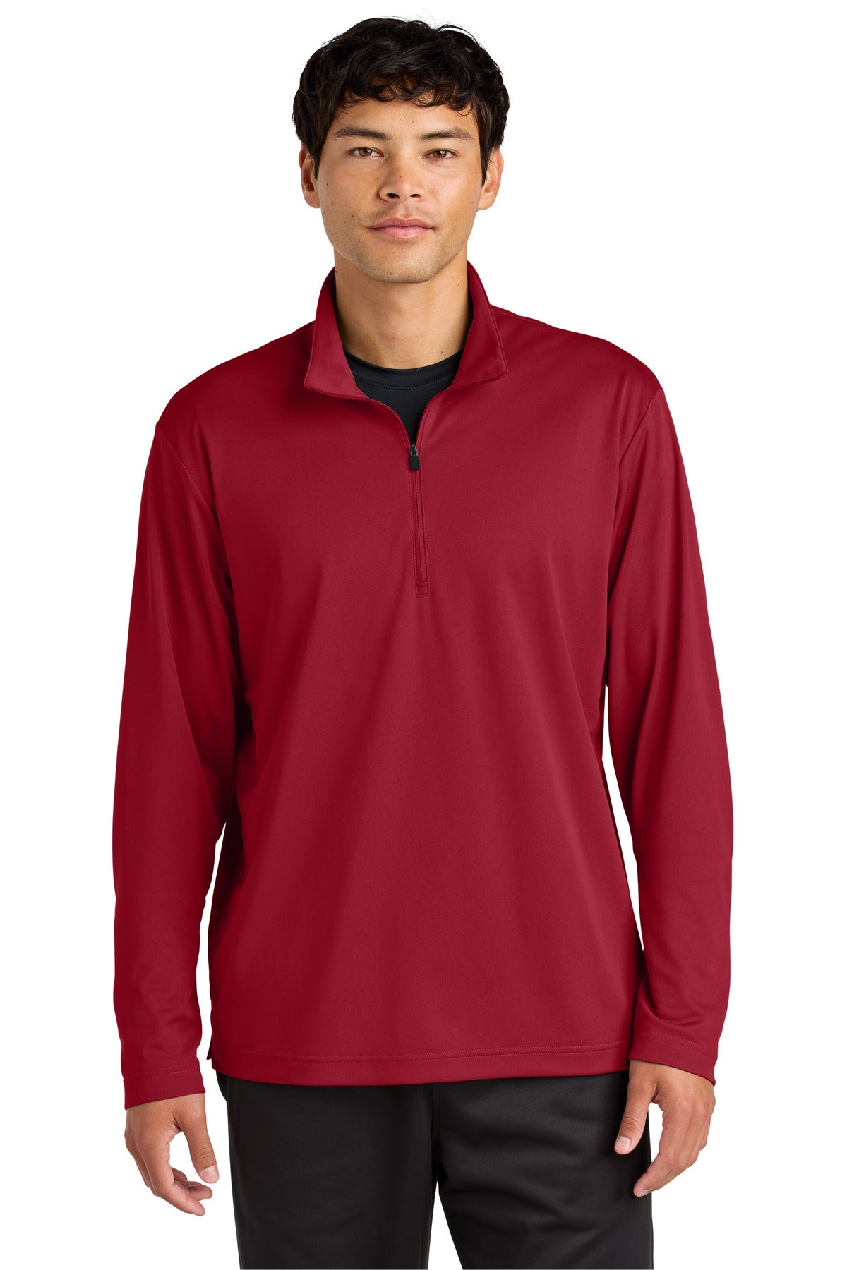 Custom logo Sport-Tek® Micropique Sport-Wick® 1/4-Zip ST672 in Deep Red