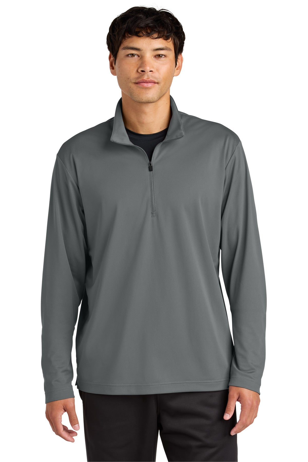 Custom logo Sport-Tek® Micropique Sport-Wick® 1/4-Zip ST672 in Grey Concrete