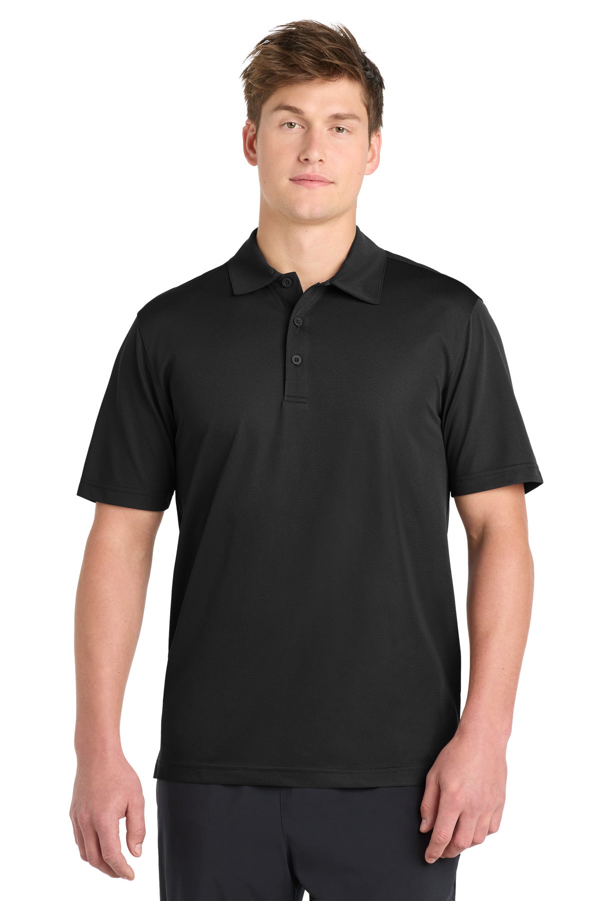 Custom logo Sport-Tek® PosiCharge® Active Textured Polo. ST690 in Black