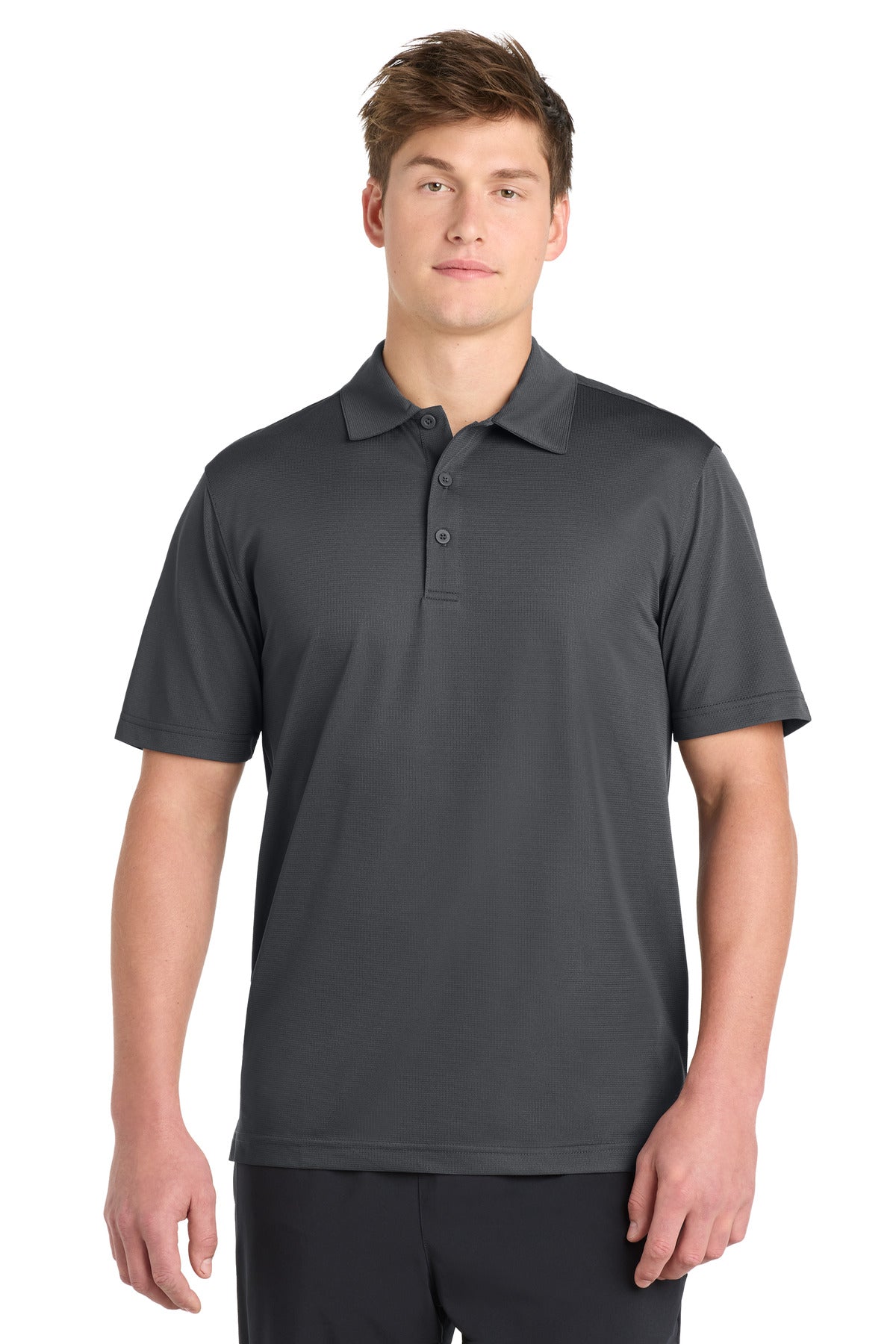 Custom logo Sport-Tek® PosiCharge® Active Textured Polo. ST690 in Iron Grey