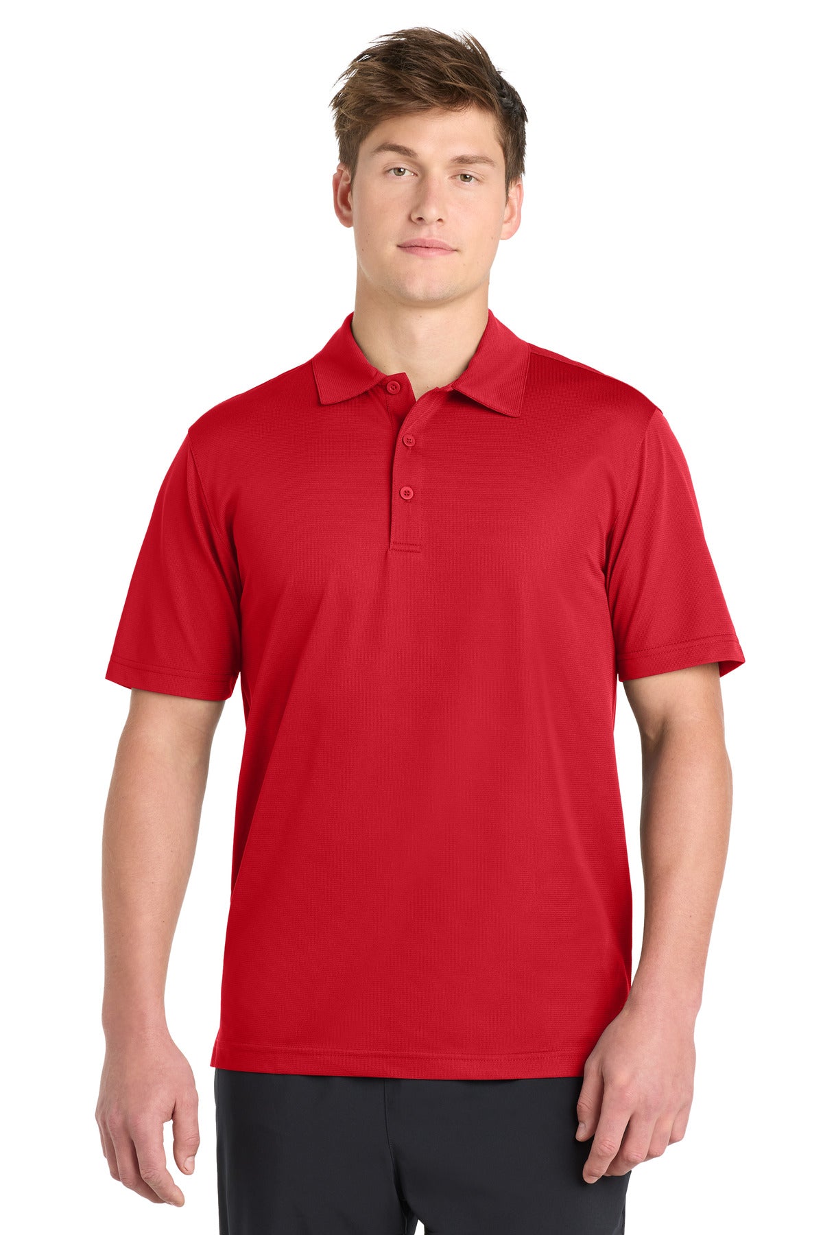 Custom logo Sport-Tek® PosiCharge® Active Textured Polo. ST690 in True Red