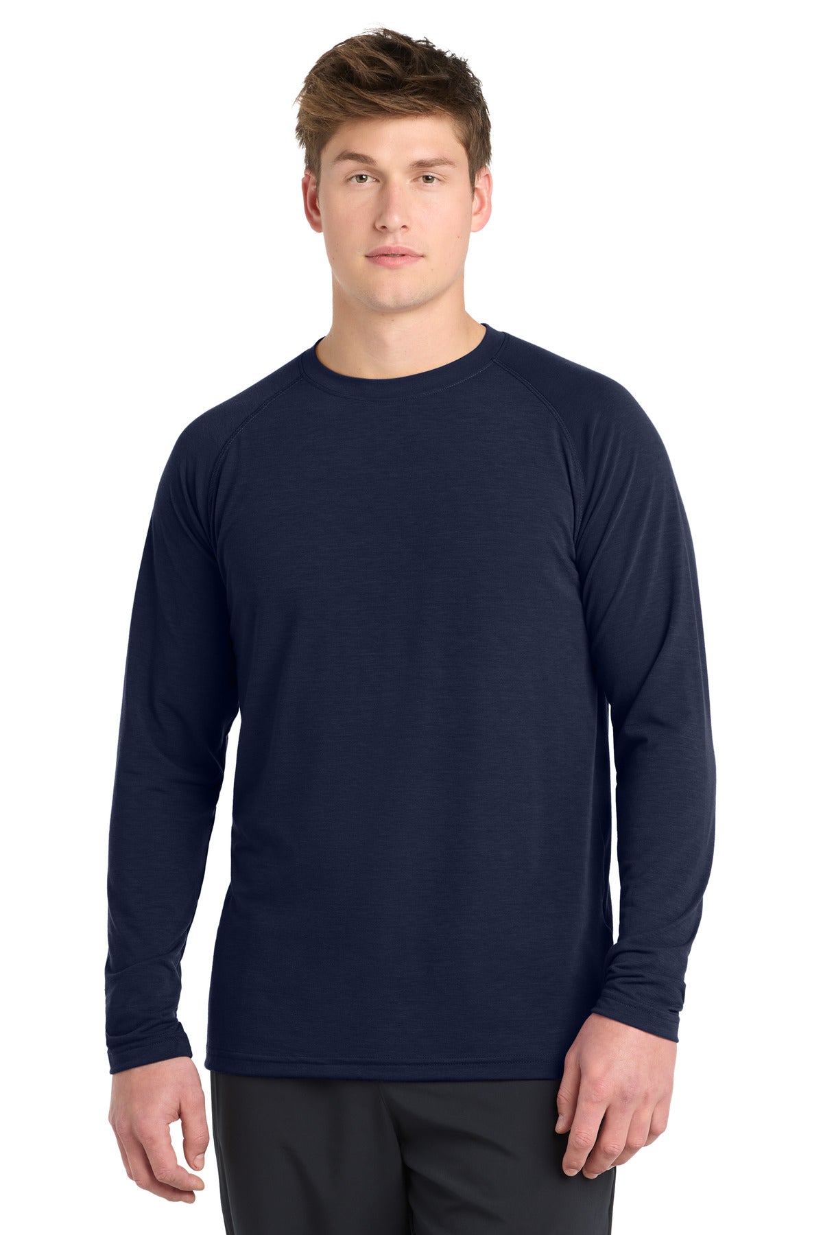 Custom logo Sport-Tek®  Long Sleeve Ultimate Performance Crew. ST700LS in True Navy