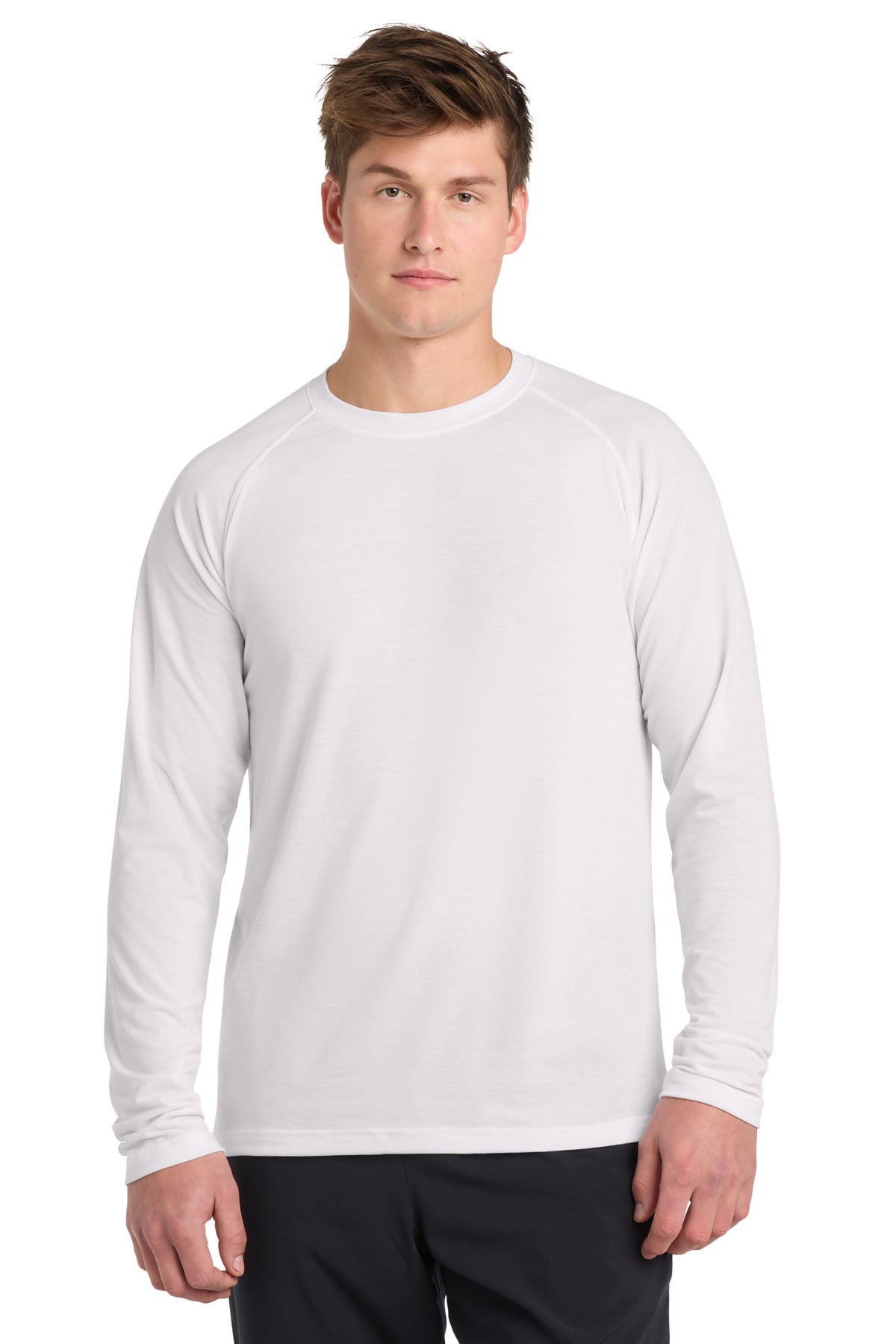 Custom logo Sport-Tek®  Long Sleeve Ultimate Performance Crew. ST700LS in White