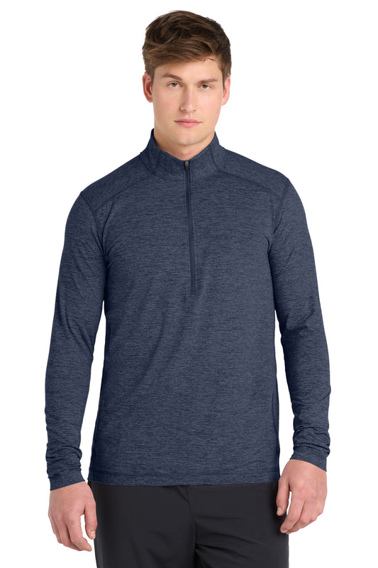 Custom logo Sport-Tek ® Exchange 1.5 Long Sleeve 1/2-Zip. ST711 in Dark Denim Heather