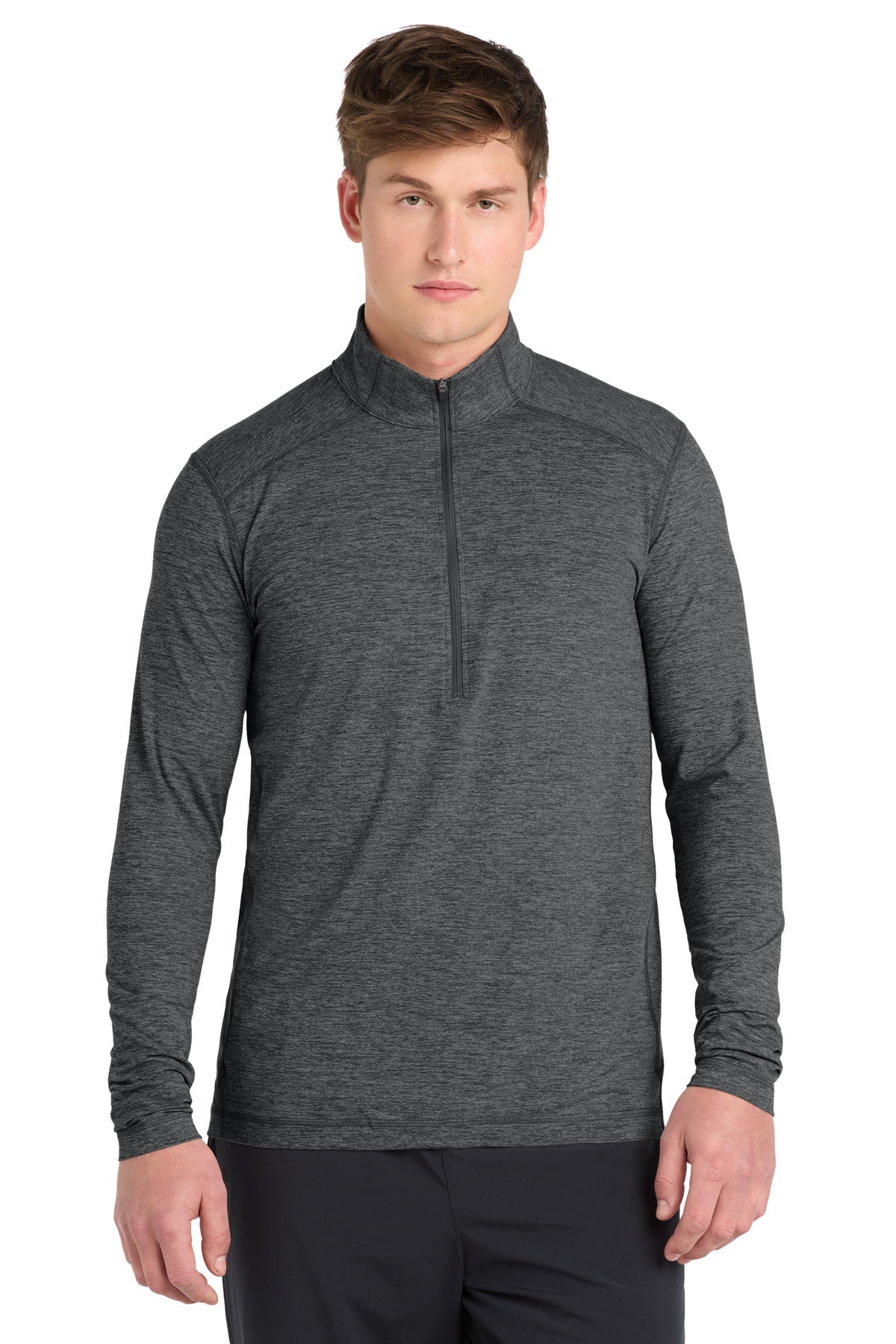 Custom logo Sport-Tek ® Exchange 1.5 Long Sleeve 1/2-Zip. ST711 in Graphite Heather