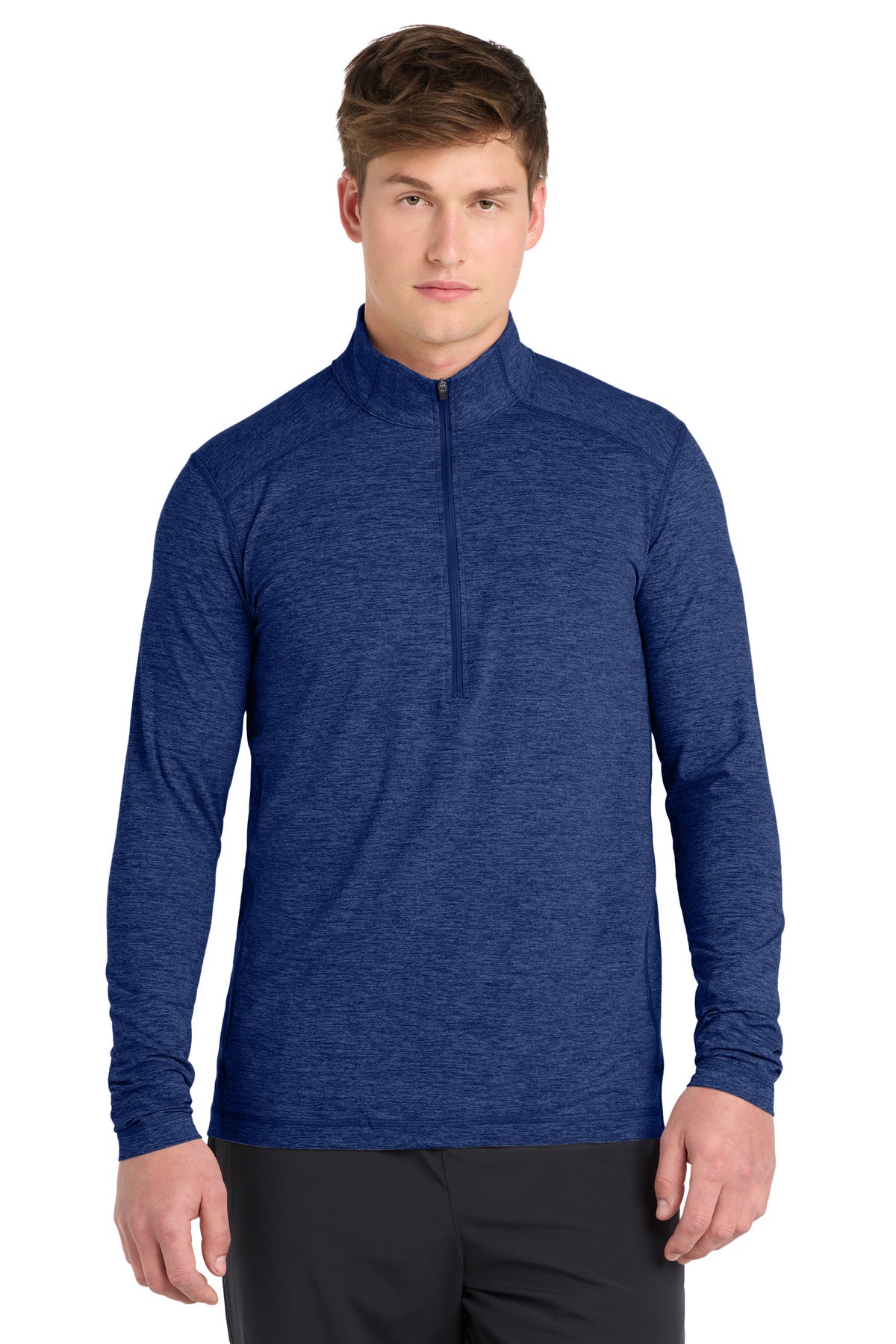 Custom logo Sport-Tek ® Exchange 1.5 Long Sleeve 1/2-Zip. ST711 in True Royal Heather