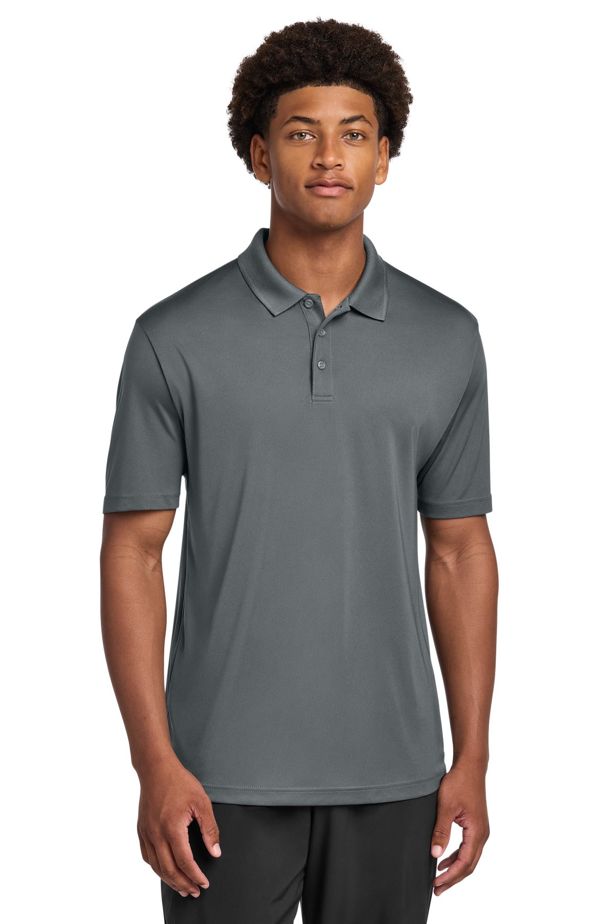 Custom logo Sport-Tek® PosiCharge® Re-Compete Polo ST725 in Iron Grey