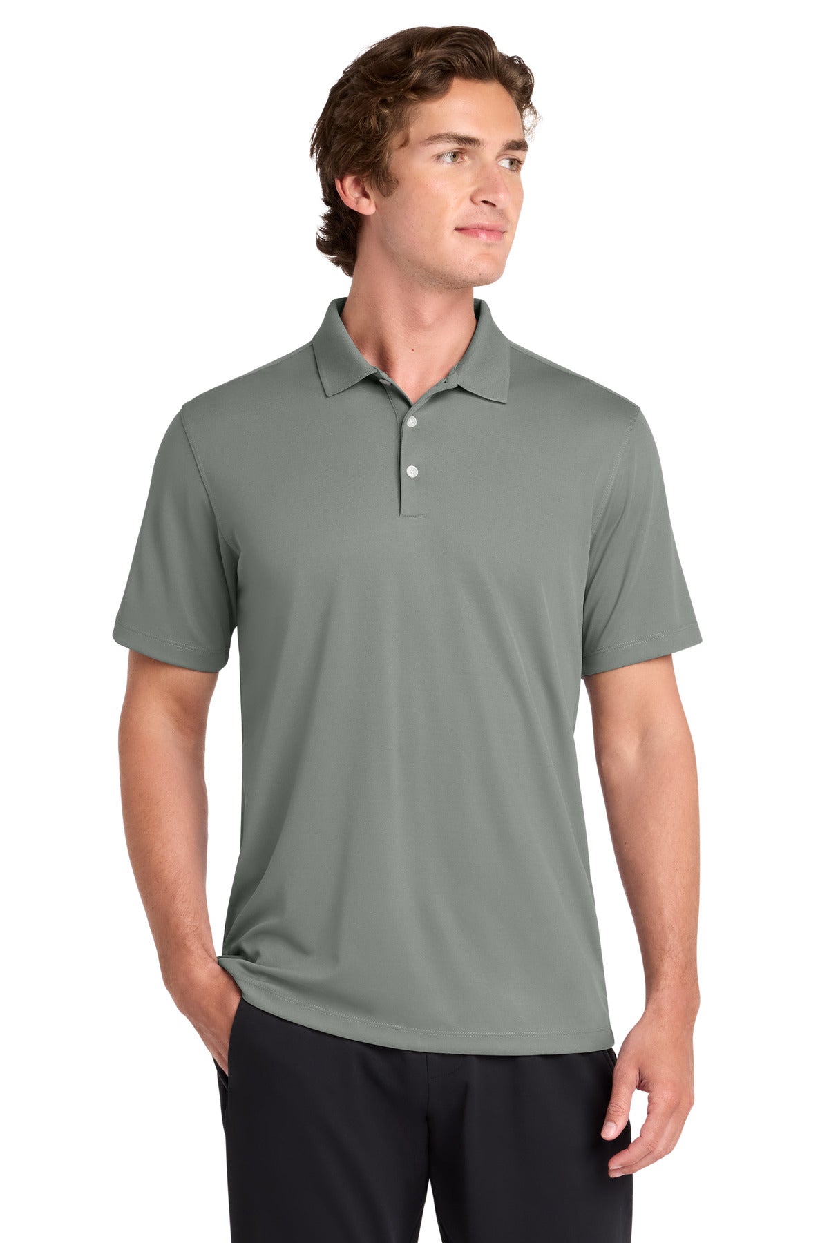 Custom logo Sport-Tek® UV Micropique Polo ST740 in Grey Concrete