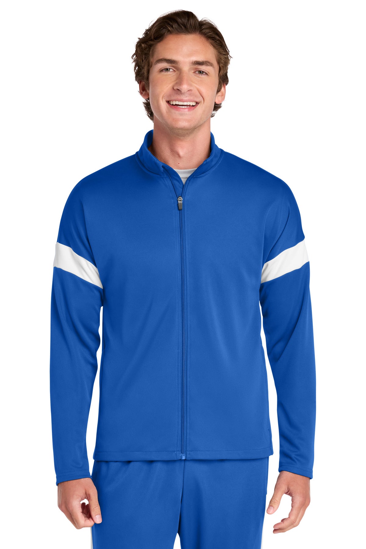 Custom logo Sport-Tek® Travel Full-Zip Jacket ST800 in True Royal/ White