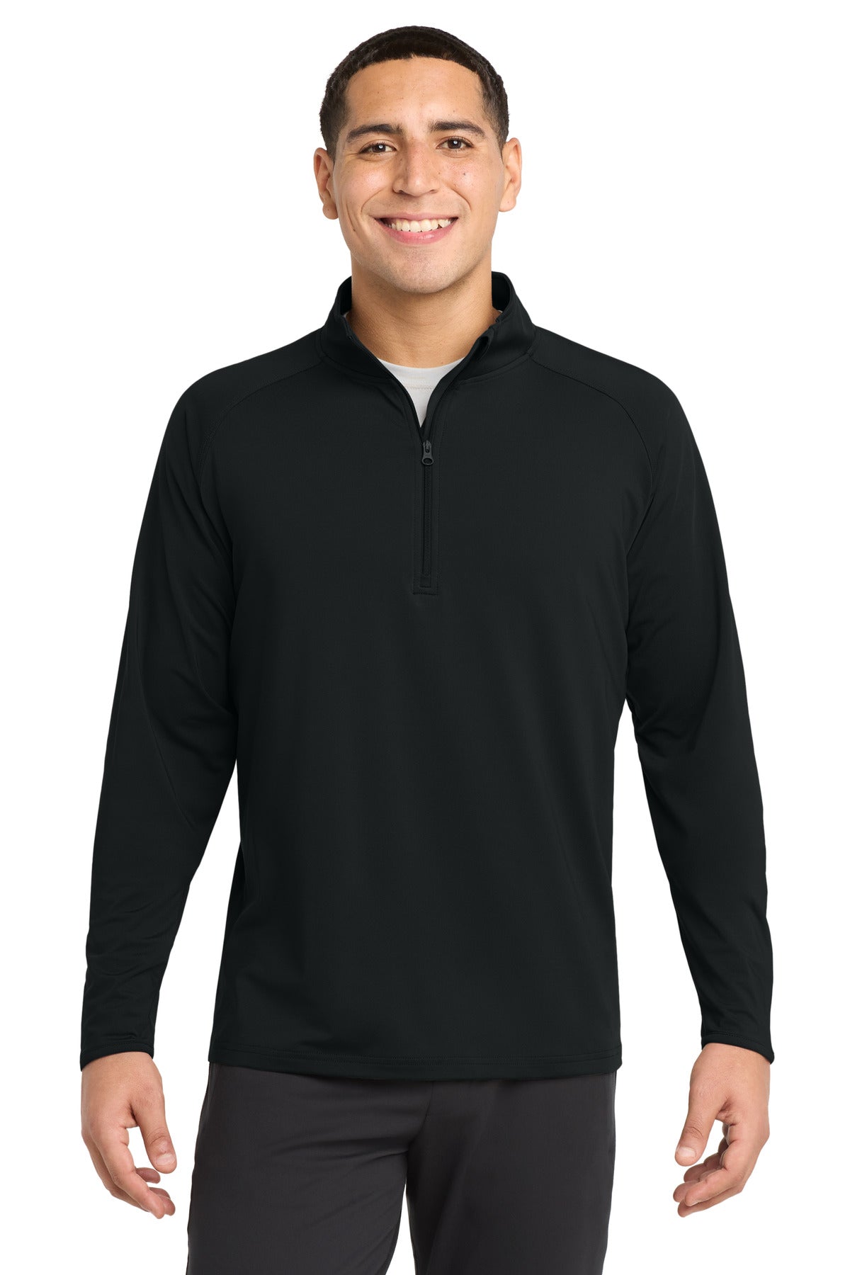 Custom logo Sport-Tek® Sport-Wick® Stretch 1/4-Zip Pullover. ST850 in Black
