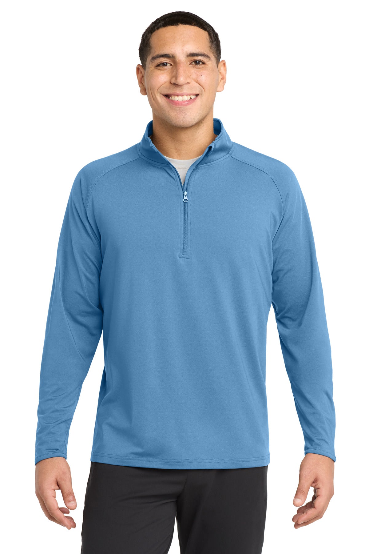 Custom logo Sport-Tek® Sport-Wick® Stretch 1/4-Zip Pullover. ST850 in Carolina Blue