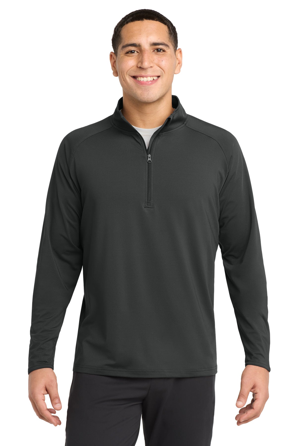 Custom logo Sport-Tek® Sport-Wick® Stretch 1/4-Zip Pullover. ST850 in Charcoal Grey
