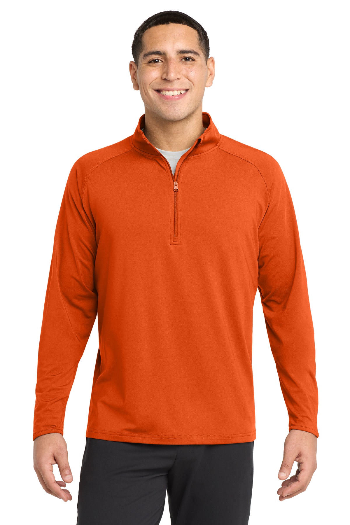 Custom logo Sport-Tek® Sport-Wick® Stretch 1/4-Zip Pullover. ST850 in Deep Orange