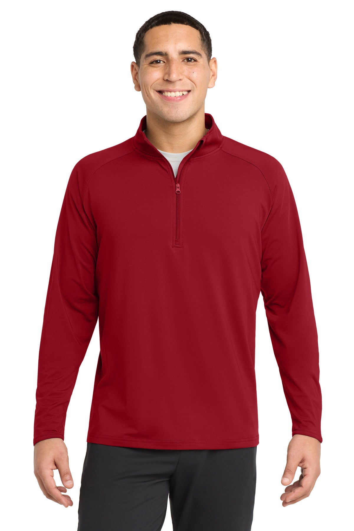Custom logo Sport-Tek® Sport-Wick® Stretch 1/4-Zip Pullover. ST850 in Deep Red