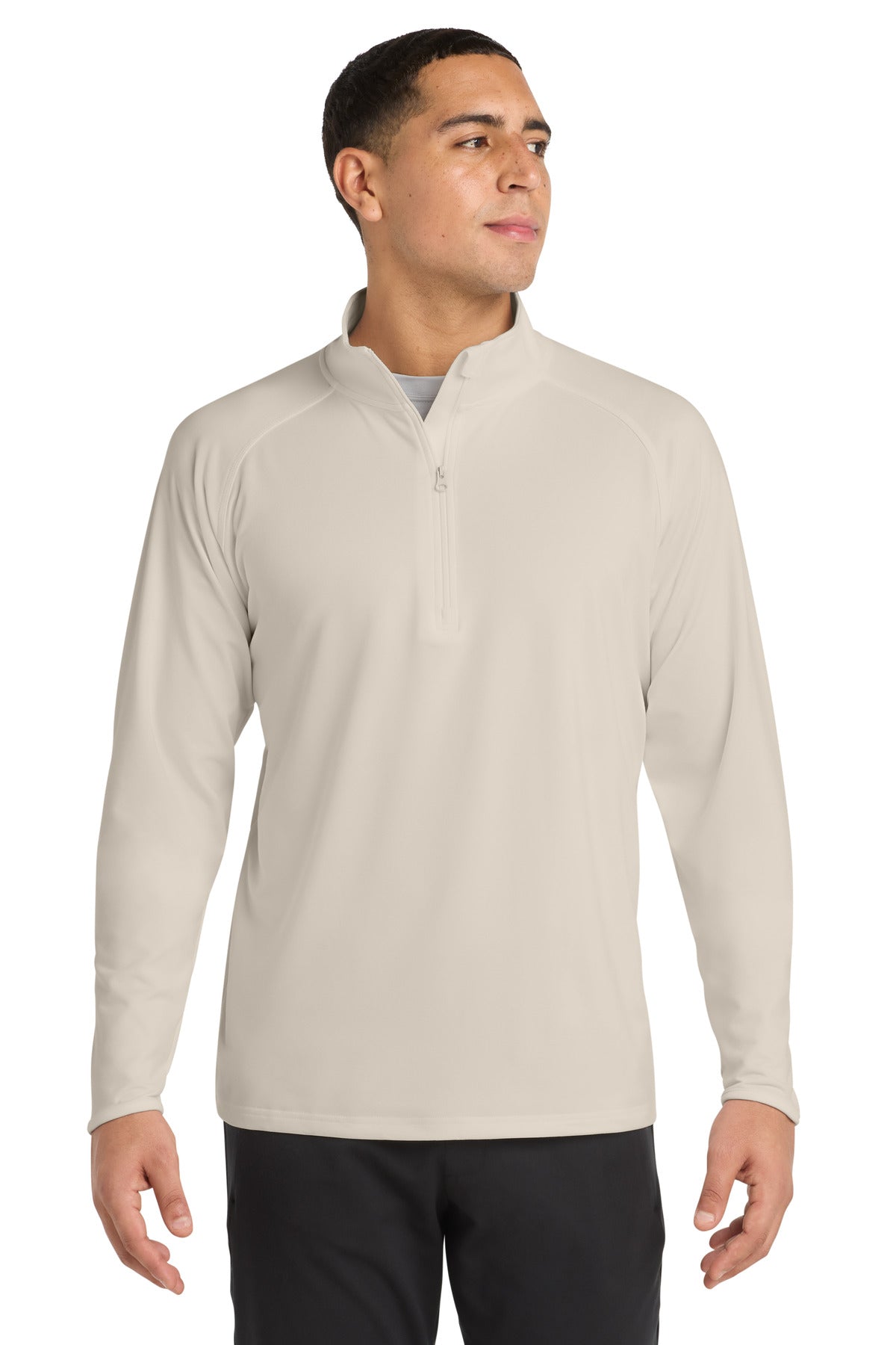 Custom logo Sport-Tek® Sport-Wick® Stretch 1/4-Zip Pullover. ST850 in Ecru