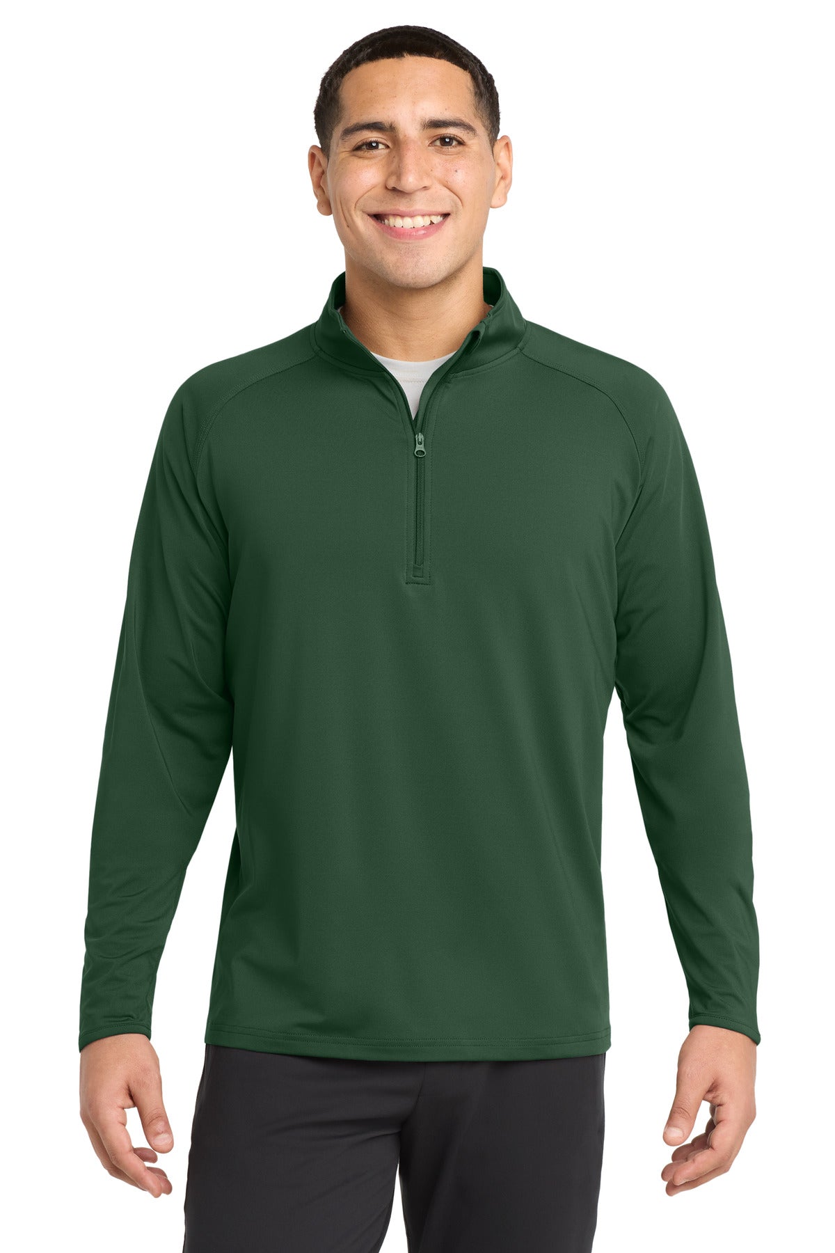 Custom logo Sport-Tek® Sport-Wick® Stretch 1/4-Zip Pullover. ST850 in Forest Green
