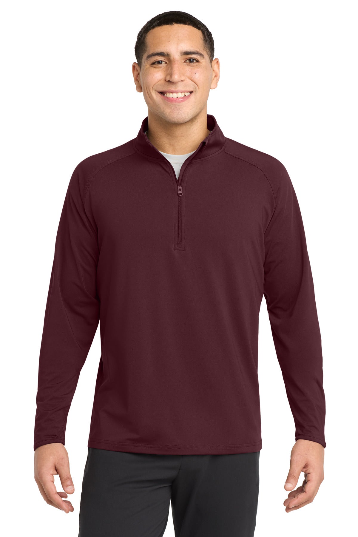 Custom logo Sport-Tek® Sport-Wick® Stretch 1/4-Zip Pullover. ST850 in Maroon
