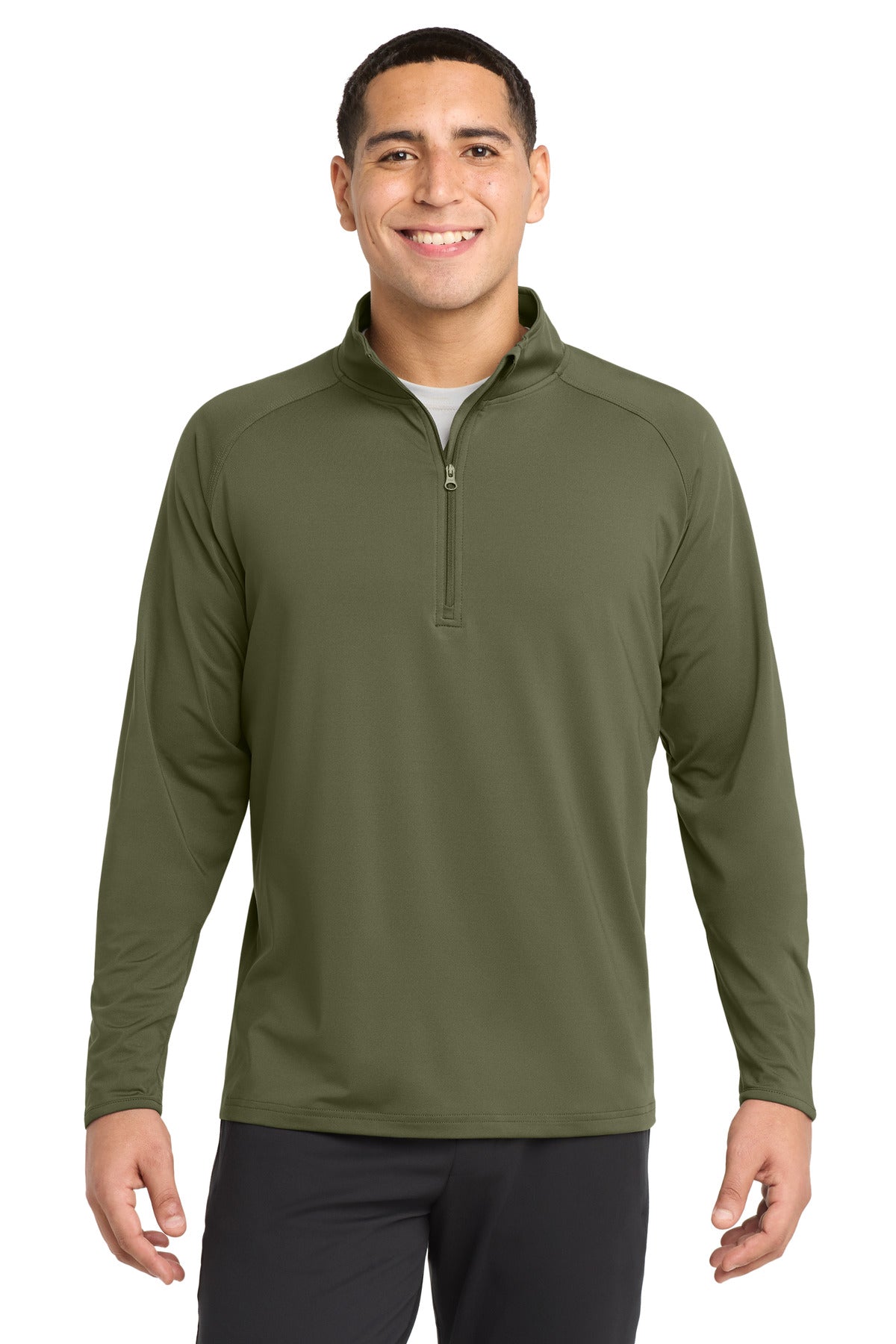 Custom logo Sport-Tek® Sport-Wick® Stretch 1/4-Zip Pullover. ST850 in Olive Drab Green