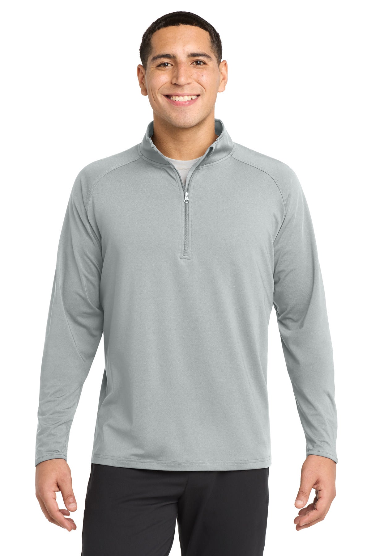 Custom logo Sport-Tek® Sport-Wick® Stretch 1/4-Zip Pullover. ST850 in Silver